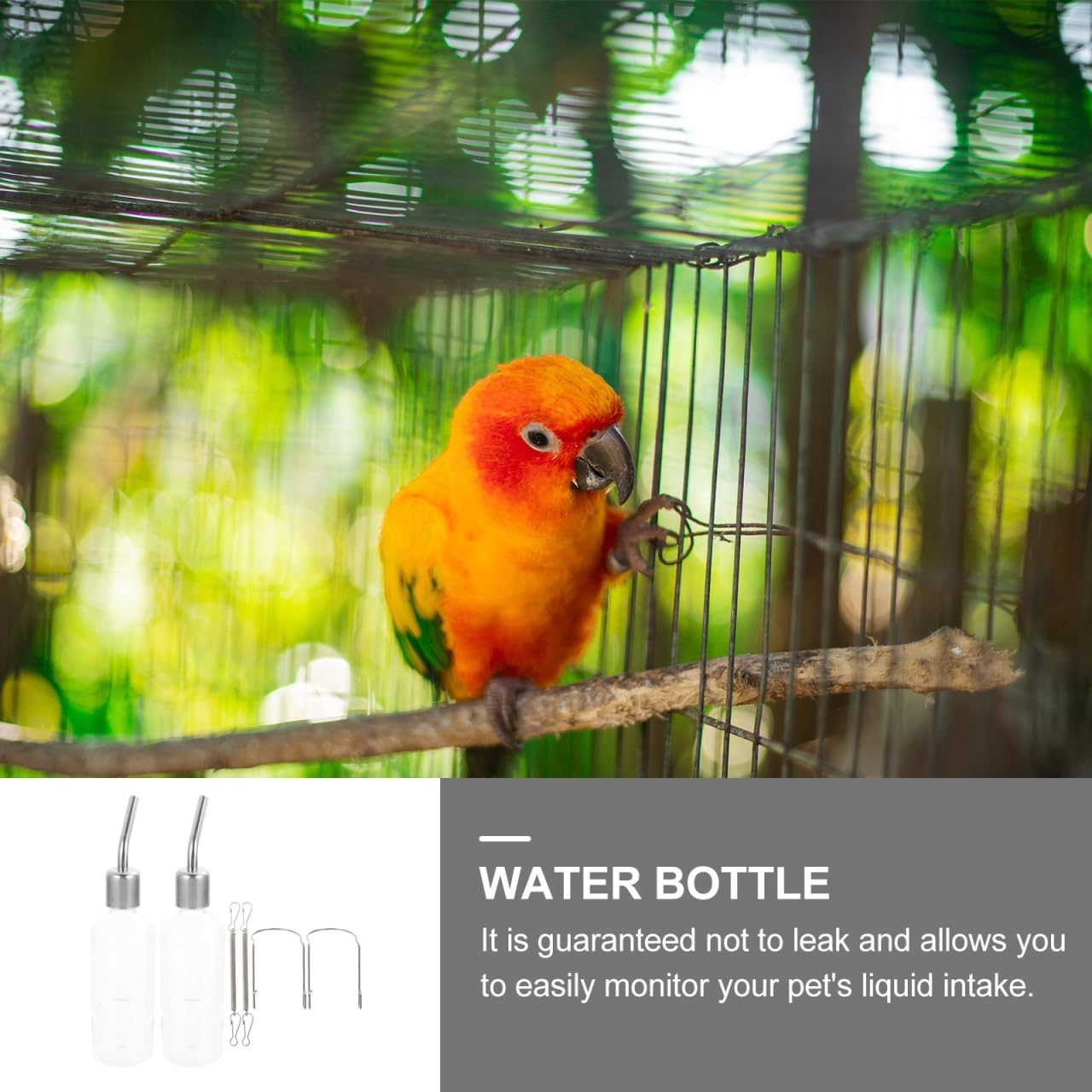 GANAZONO 2Pcs Rabbit Water Bottle Hanging Water Feeder Dispenser Plastic Adjustable Pet Drinking Bottles for Guinea Pigs Chinchillas Small Animals image number 6