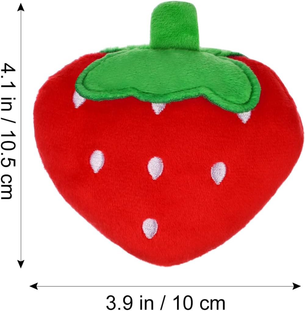 Toddmomy 2Pcs Squeaky Dog Toys,Soft Strawberry Shape Plush Dog Toys Interactive Dog Chew Toys for Medium, Small Puppy Dogs Teething Toys image number 5