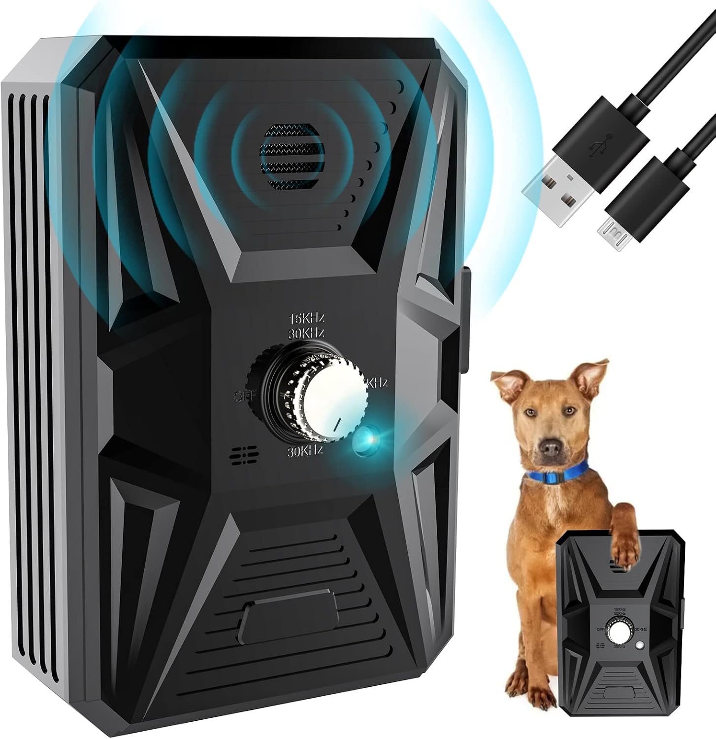 Anti Barking Device, 3 Adjustable Frequency Ultrasonic Dog Barking Deterrent Devices Pet Gentle anti Barking Device Sonic Bark Control Device Stop Dog Barking Device Indoor Outdoor for Dogs anti Bark