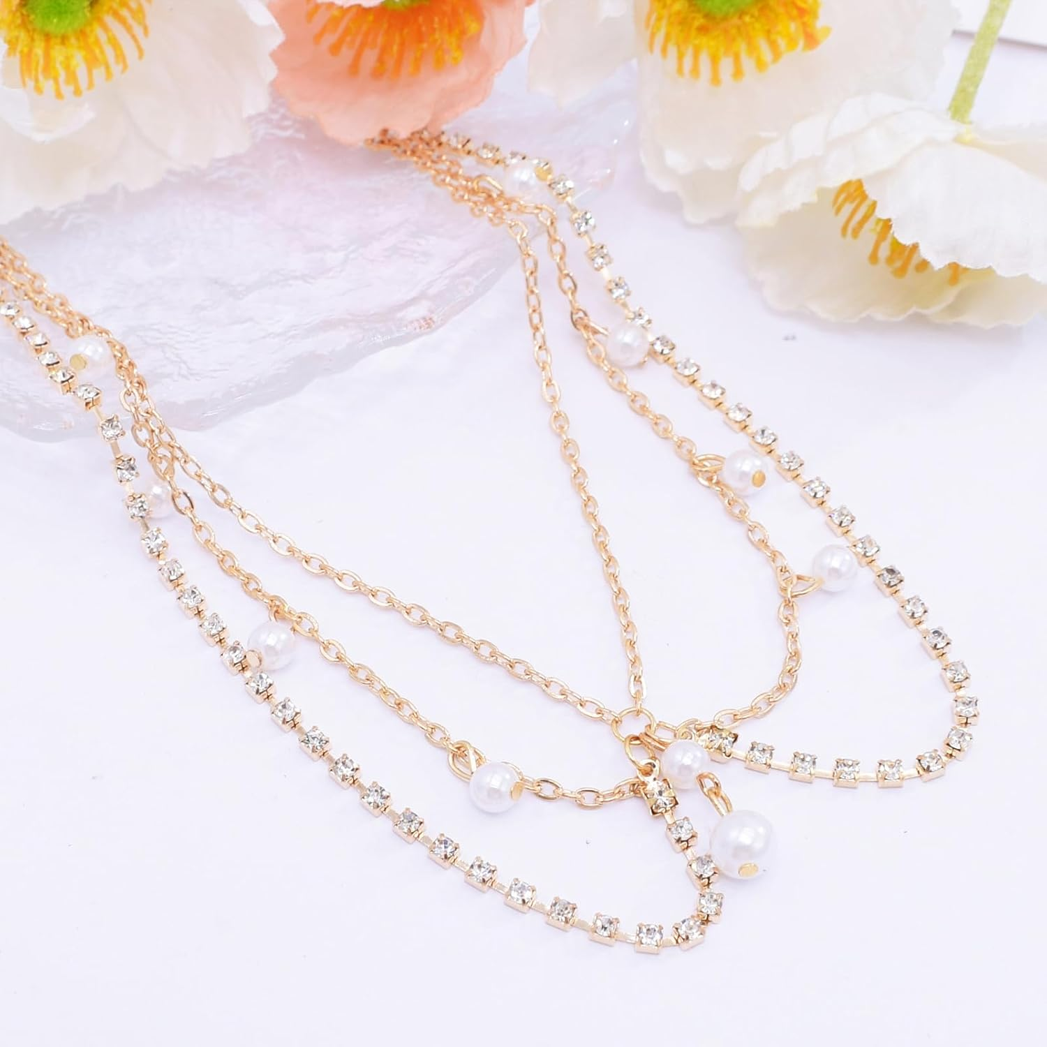 Gold Tassels Bridal Headpiece, Sequin Head Chain, Headpiece with Rhinestones and Pearls, Bridal and Wedding Accessories, for Weddings, Parties, Balls image number 4