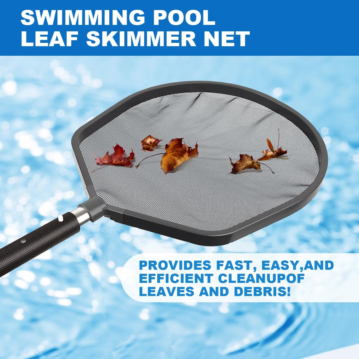 DOBEN Pool Skimmer, Premium Frame Leaf Skimmer Net Head Cleaner for Swimming Pool, Heavy Duty Pool Skimmer Net Perfect for Pools, Spas, Hot Tubs, Ponds (Pole Not Included)