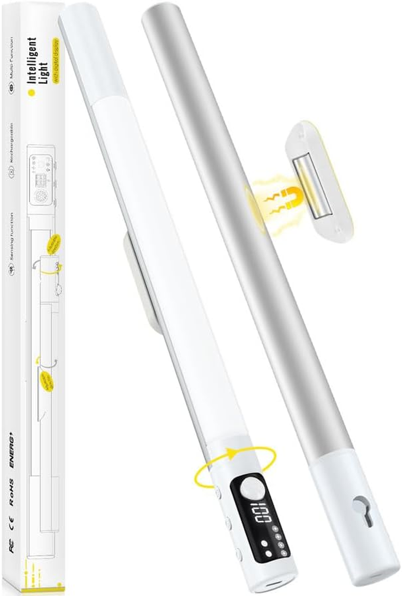 Flohsen under Cabinet Lighting, Motion Sensor Closet Lights, Wireless USB Rechargeable Led Light Bars, Sensor Night Lights for Drawers, Wardrobe, Stair (2)