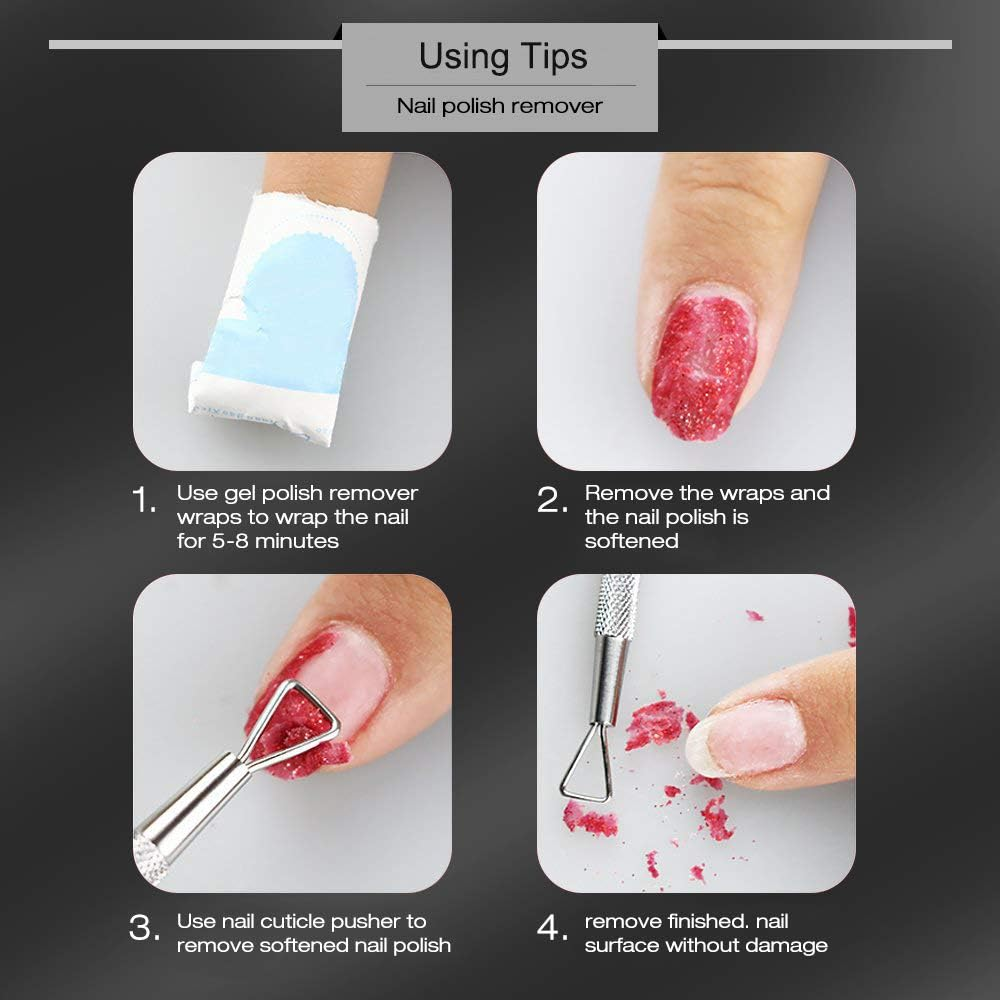 Kalolary 2Pcs Acrylic Dual-Ended Poly Gel Nail Brush, Gel Picker and Nail Pusher Peeler Scraper, Nail Polish Cuticle Remover Stainless Steel Gel for Nails Extension(Pink&Black) - Blue + Purple image number 4