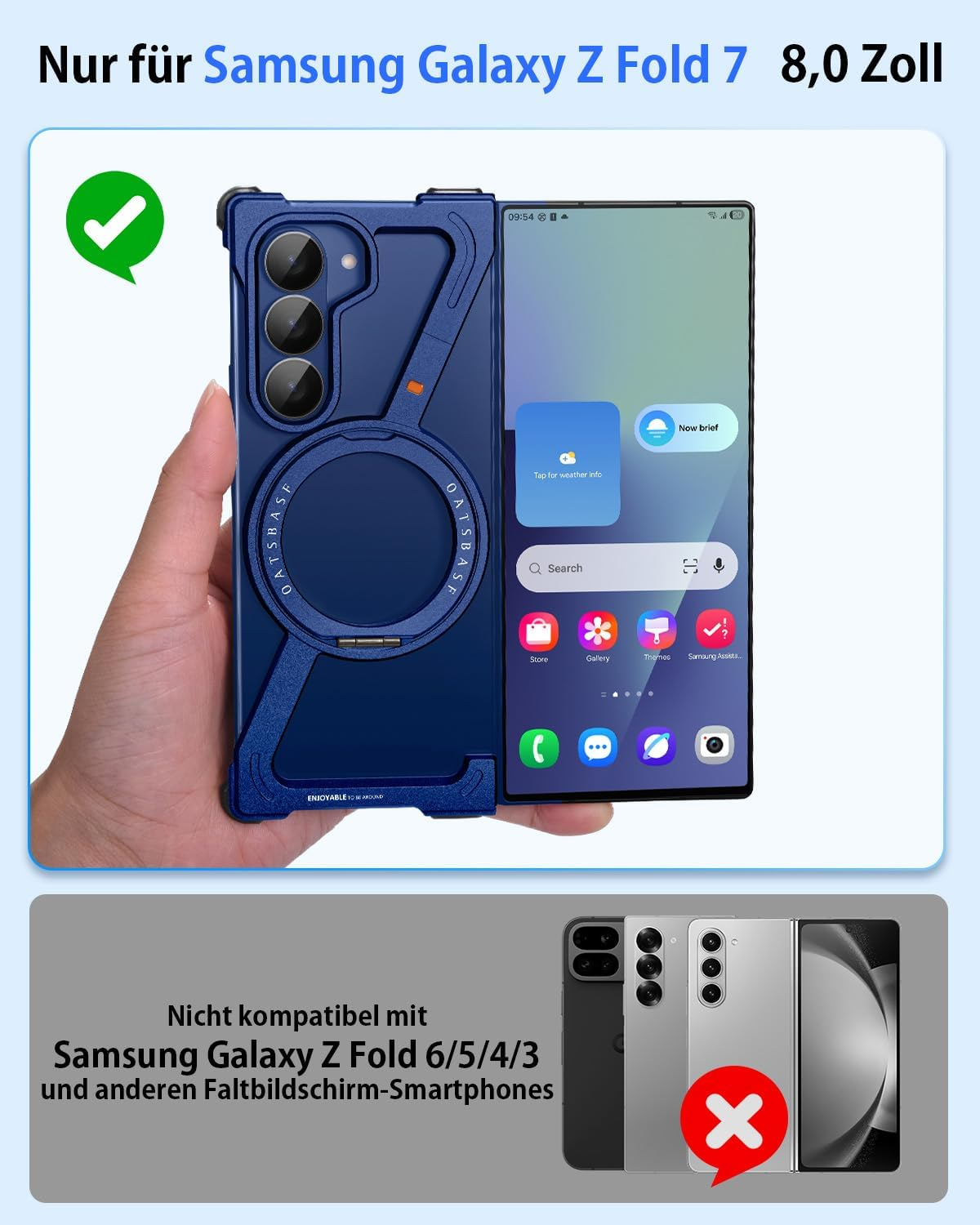 Z Shape for Samsung Galaxy Z Fold 7 Case, Frameless Aluminium Thin Mobile Phone Case with 360&deg; Rotating Magnetic Stand, Metal Shockproof Protective Case for Samsung Z Fold 7 Case (Blue Shadow) image number 1