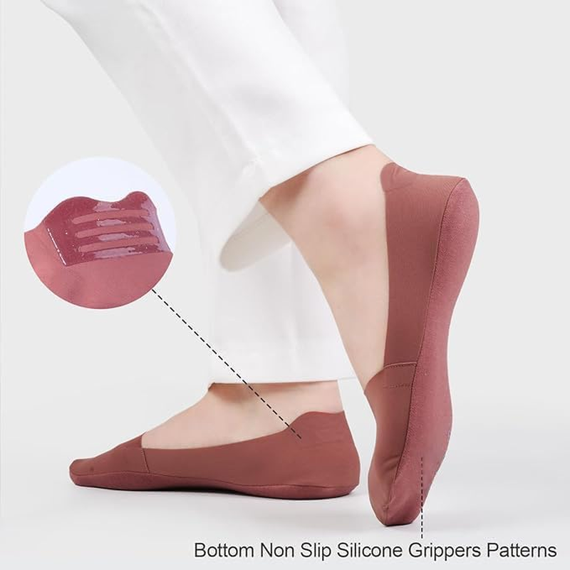 No Show Socks for Women, Non Slip Nylon Thin Footies Invisible Silky Low Liner Socks for Loafers Flats 6 Pairs image number 4