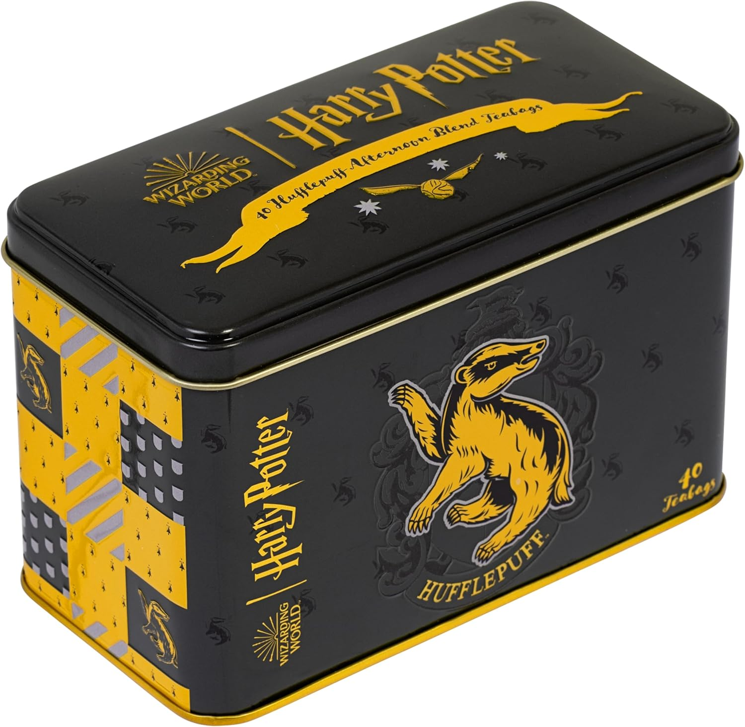 New English Teas Harry Potter Hufflepuff Crest Tea Caddy with 40 English Afternoon Teabags image number 1