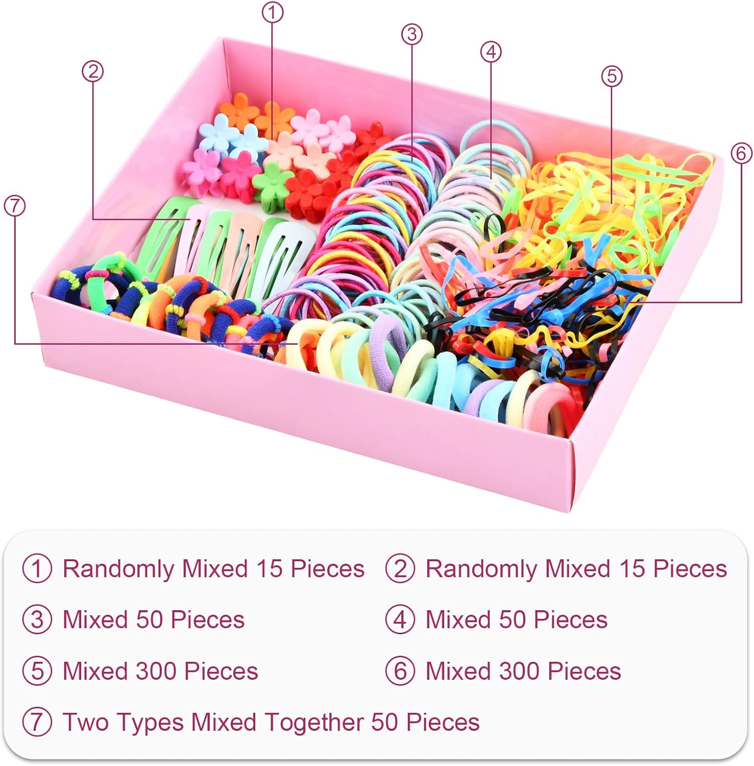 Ziyonix 780 Pieces Hair Accessories Girls, Baby Hair Clips Gift Set Hair Accessories Variety Hair Accessories Ponytail Clips for Toddler Hairstyles Girls Ponytails Hair Variety image number 3