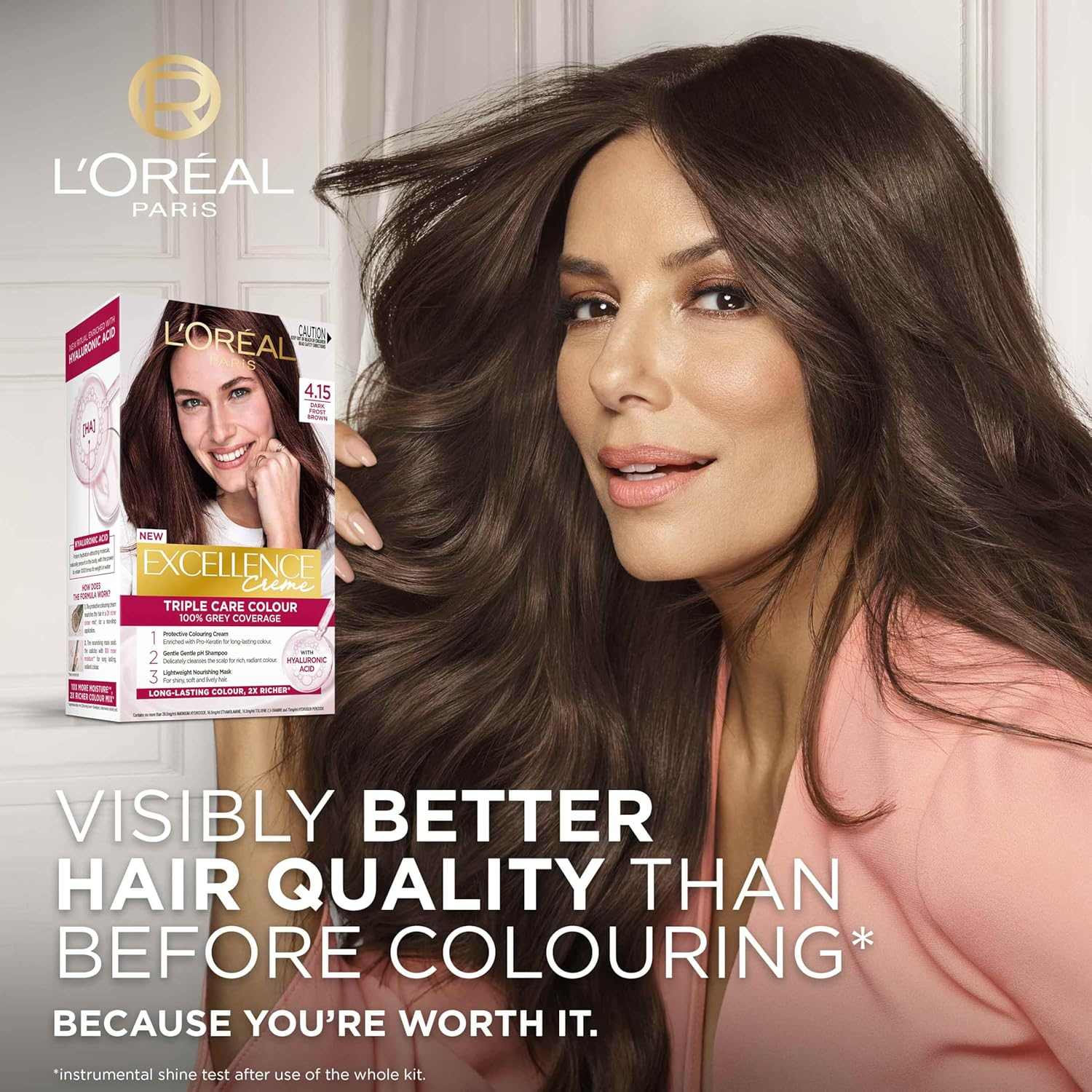 L'Or&eacute;al Paris Excellence Creme, 4.15 Dark Frosted Brown (100 Percent Grey Coverage) image number 1