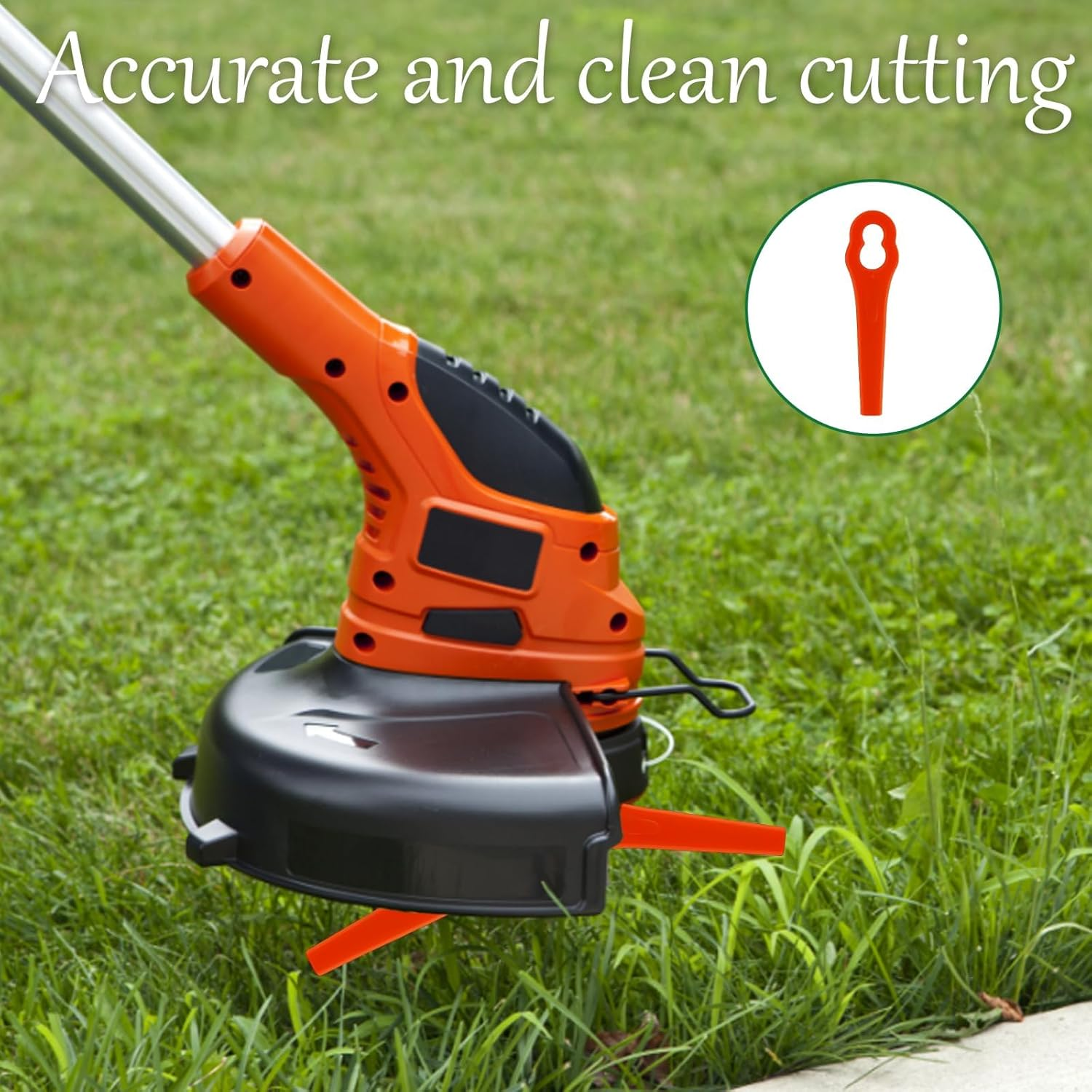 30 Pack Trimmer Blades for Ozito, Durable Plastic Replacement Blades for Garden Trimmers, 8.3Cm X 2Cm Large Hole Design, Suitable for Lawn Maintenance and Weed Control image number 5