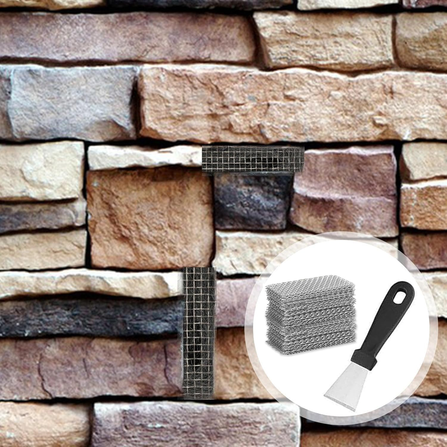 100 PCS Stainless Steel Brick Weep with Stainless Steel Spatul Hole Covers for Brick Walls Filler Bended Window Weep Hole Covers to Stop Mice Wasps Lizards,Snakes Scorpions Many Insects image number 5