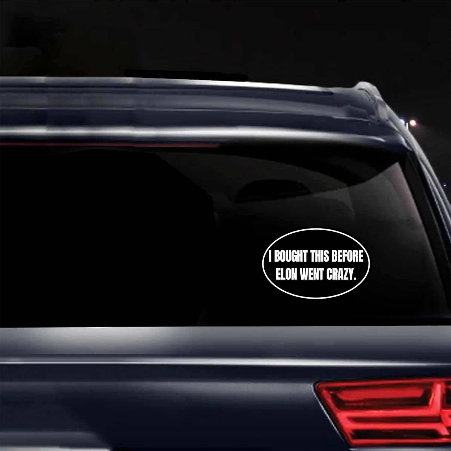 2Pack anti Elon Car Decal Tesla Bumper Sticker I Bought This before We Knew Elon Was Crazy! Elon Sucks Tesla Model X Y 3 S Vinyl (Round Elon Went Carzy) image number 4