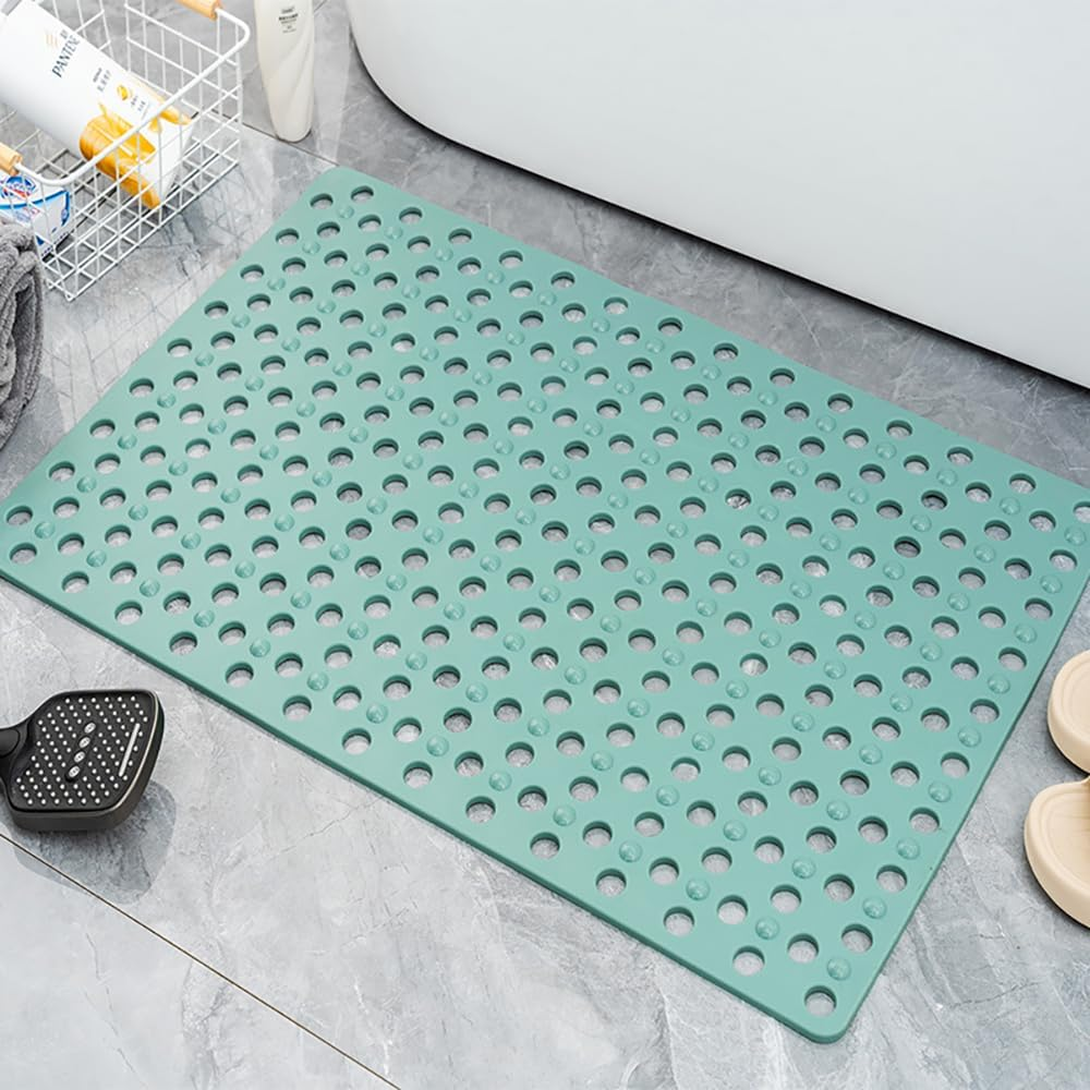 Tongke Bathtub Mat Non-Slip Bath Mat Bathroom Shower Mat with Drainage Holes, Mint Green, 80X40Cm