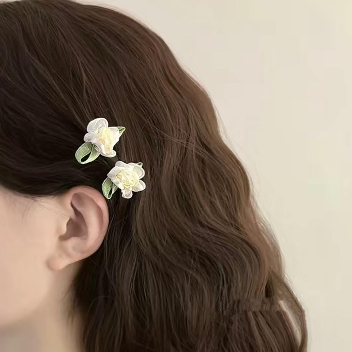 Hair Clips for Women White Flower Hair Clips for Styling Cute Rose Small Hair Clips Hair Claw Clips for Thin Hair Floral Mini Hair Clips Prom Wedding Hair Accessories Hair Pins image number 4