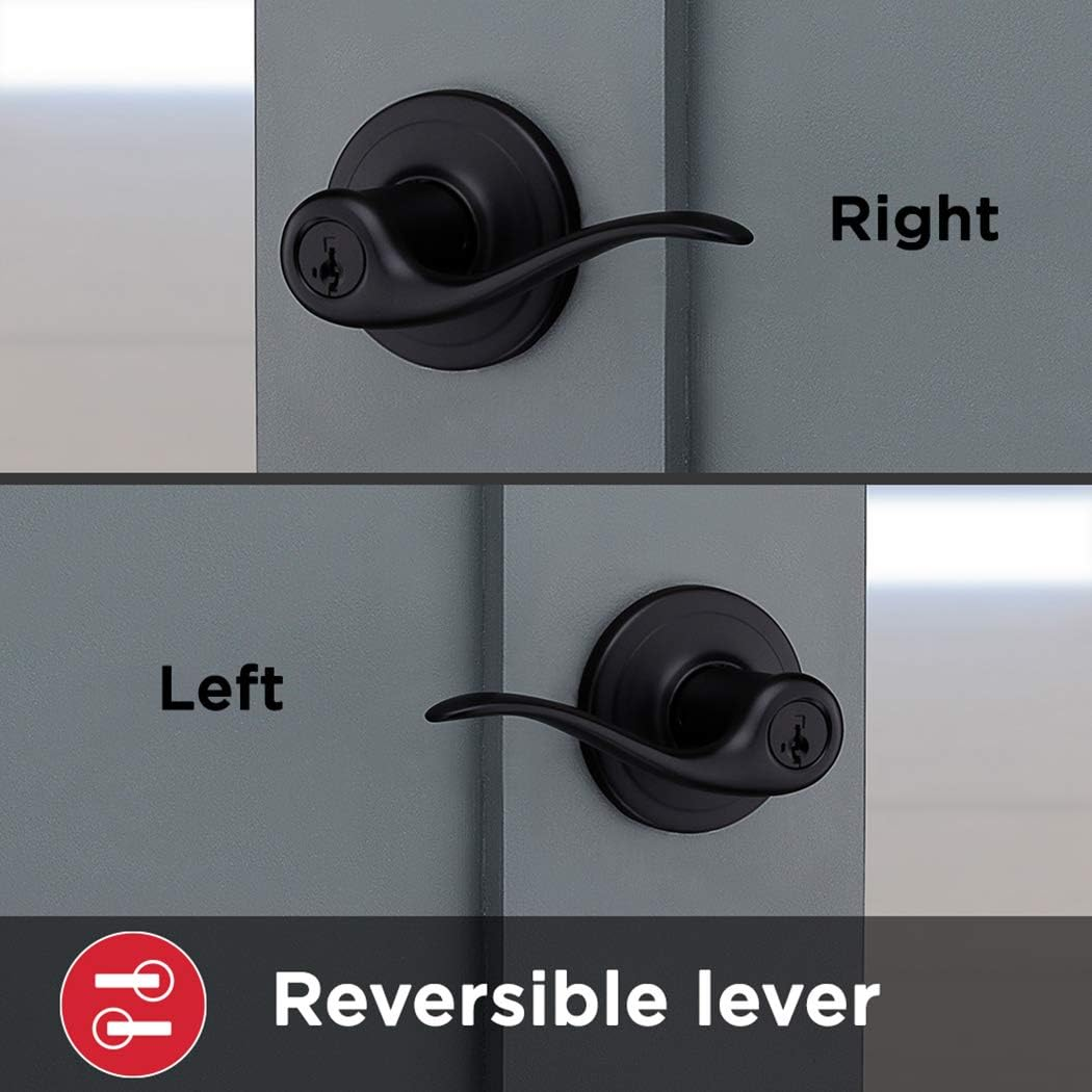 Kwikset 97401-026 Tustin Keyed Entry Lever Featuring Smartkey, Iron Black image number 3