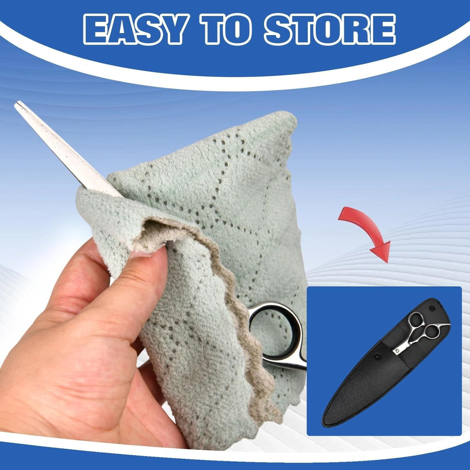 LEONTOOL Hair Scissors with Storage Bag Made of Leather Stainless Steel 6 Inch Total Length Fine Adjustment Tension Screw Professional Hair Scissors Ergonomic Design for Men Women Children and Babies image number 2