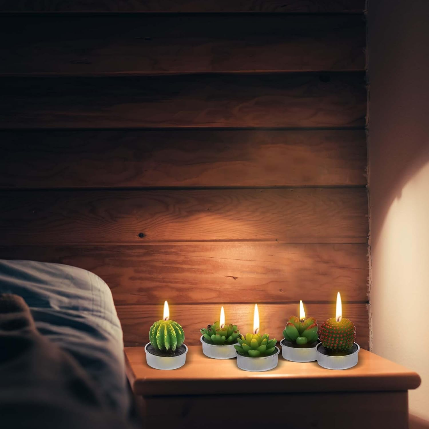 Succulents Candle Set, Small Succulents Aesthetic Candles, Fun Candles Cute Gifts for Women, Plant Lovers, Cactus Blossom Candle for Birthday Garden Theme Party Decorations image number 3