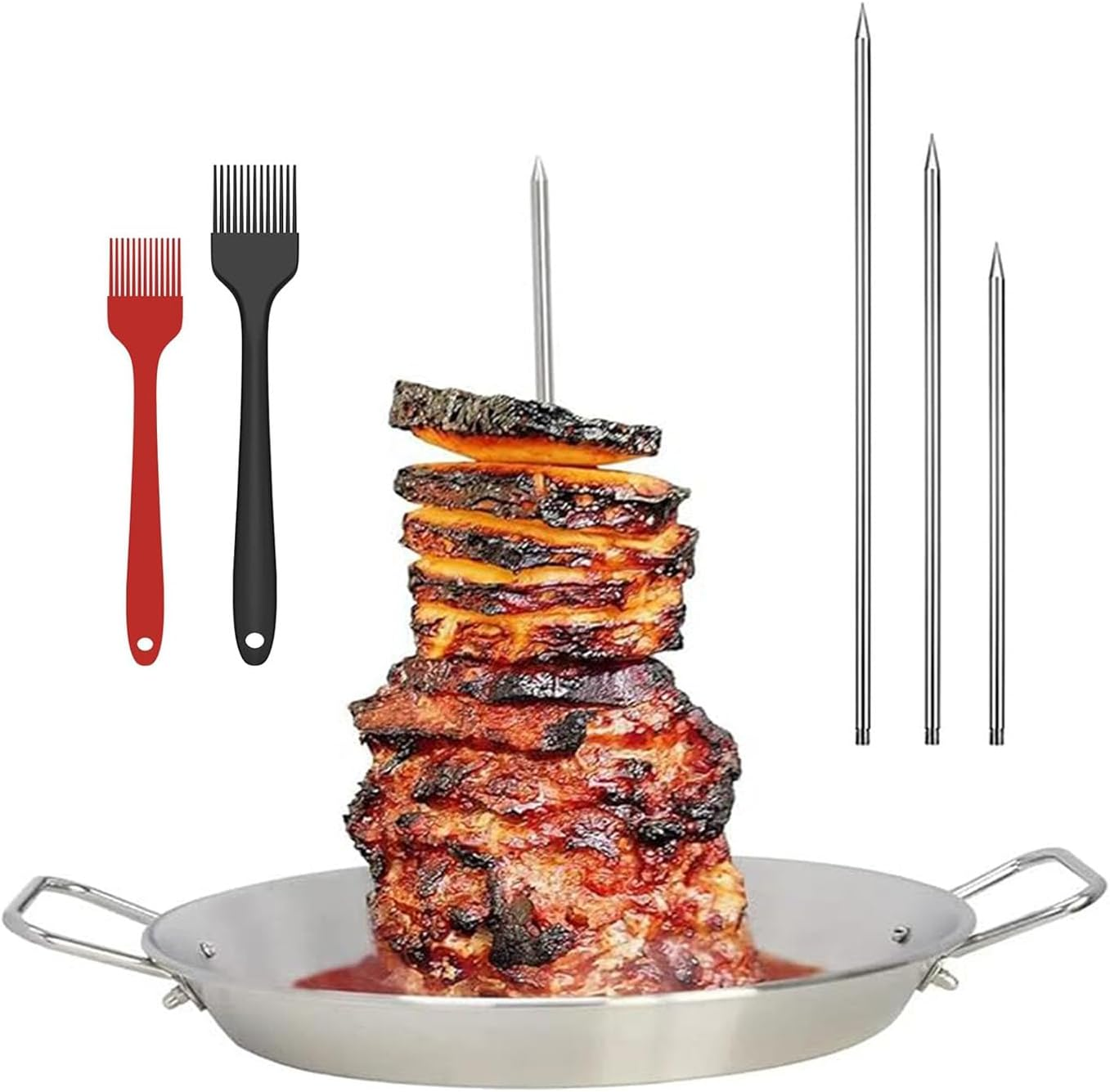 Vertical Skewer Grill, 304 Stainless Steel Vertical Skewer with 8/10/12Inch Roasting Sticks, Reusable Vertical Barbecue Rack Vertical Roasting Pans Grill Accessory for Picnic Kebabs