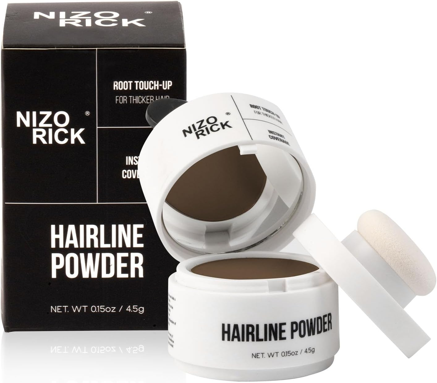 NIZORICK Hairline Powder,Root Touch up Hair Color, Instantly Conceals Hair Loss, Root Cover up Powder for Thinning Hair,Waterproof & Long Lasting 4.5G/0.15Oz (Black, S)