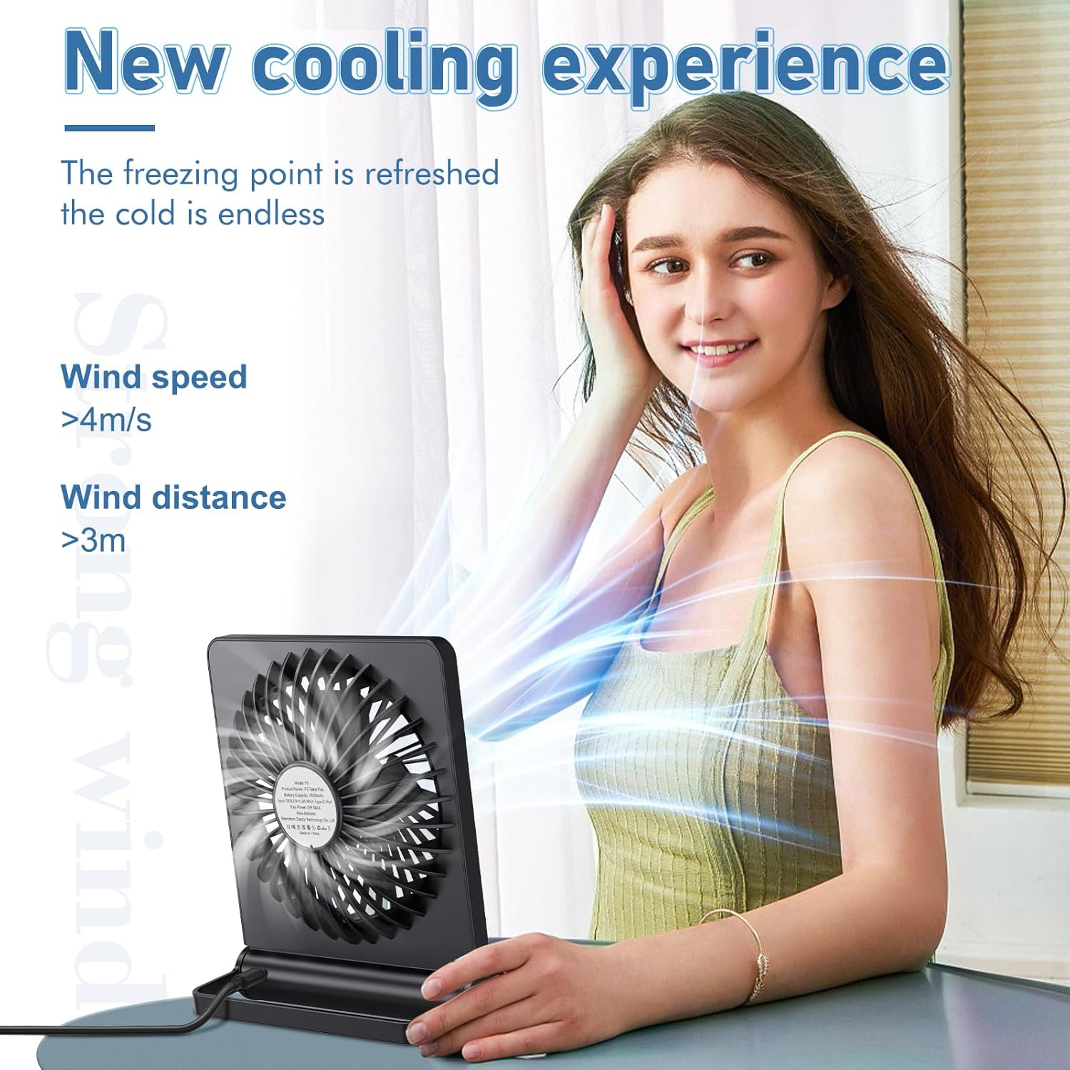 JOSTRY Desk Fan USB Powered with 3 Speeds Adjustable Strong Wind, Ultra Quiet Mini Personal Fan USB-C Corded Powered,220&deg; Tilt Folding Plug in USB Fan - White image number 2