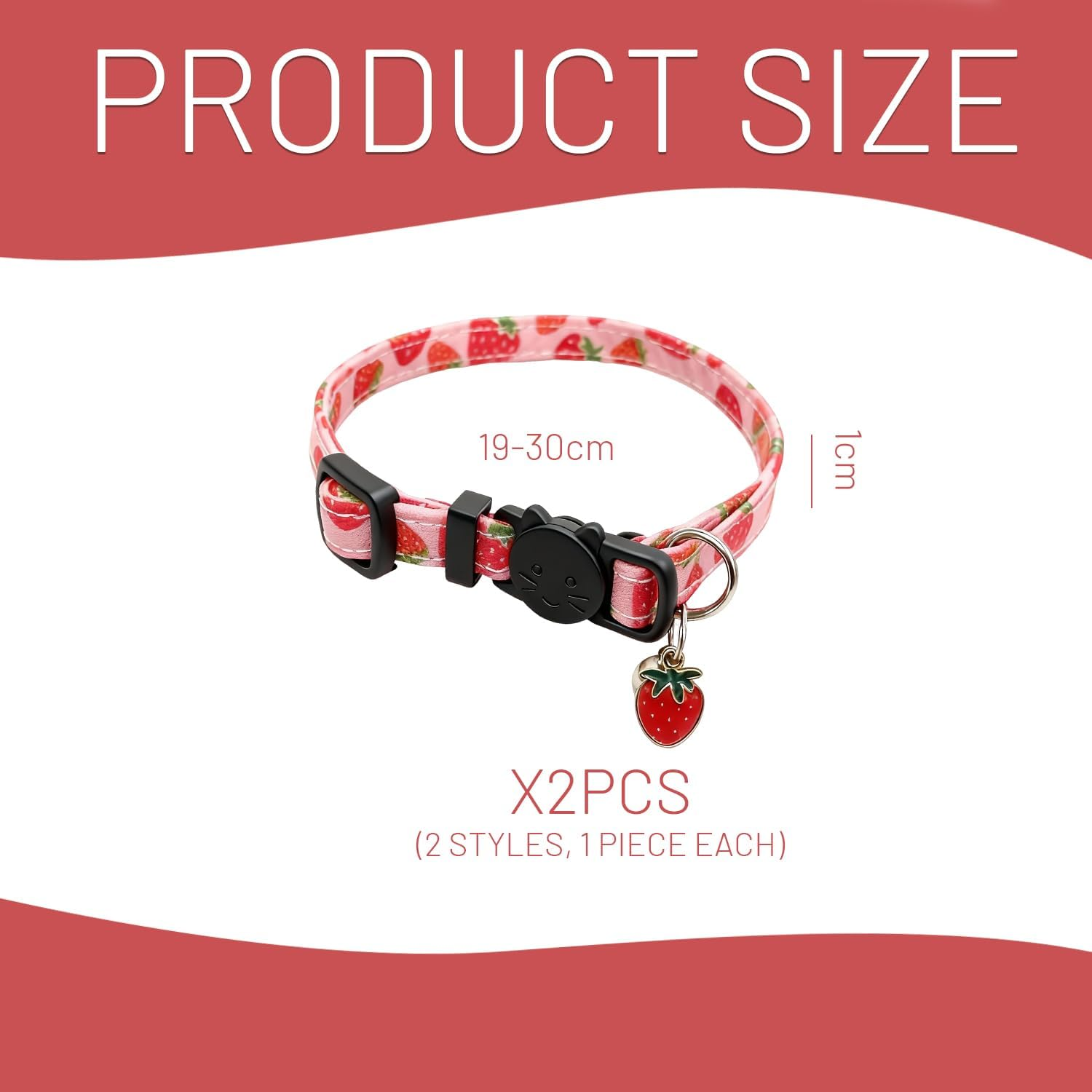 DUINIU 2 Pink Cat Collars, Safety Adjustable Collars, Pet Decoration Accessories, Kitten Wear Collars image number 4