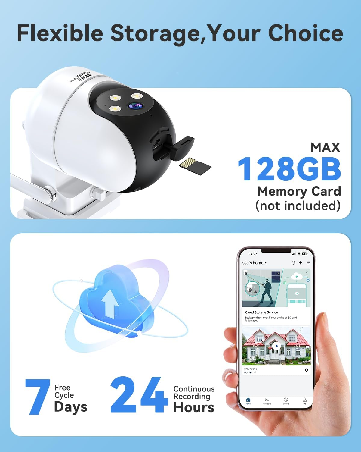 MUBVIEW 360&deg; Camera Surveillance Exterieur, Wired Outdoor Security Camera,5G/2.4G Wifi Home Security Cam with AI Detection, IP66 Surveillance Cameras Outdoor,2K Night Vision, Local & Cloud Storage image number 2