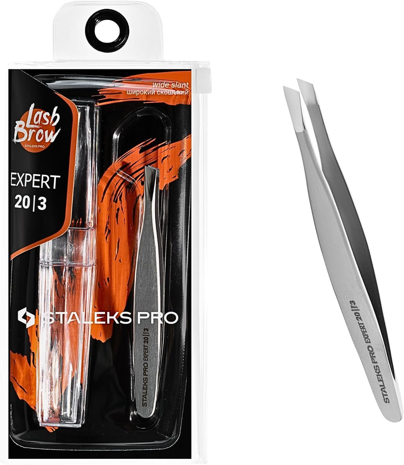 STALEKS PRO Eyebrow Tweezers with Wide and Slanted Edges, Recommended for Thick and Wide Eyebrows, Precise, Stainless Steel AISI 420, Model Expert 20/3 image number 3