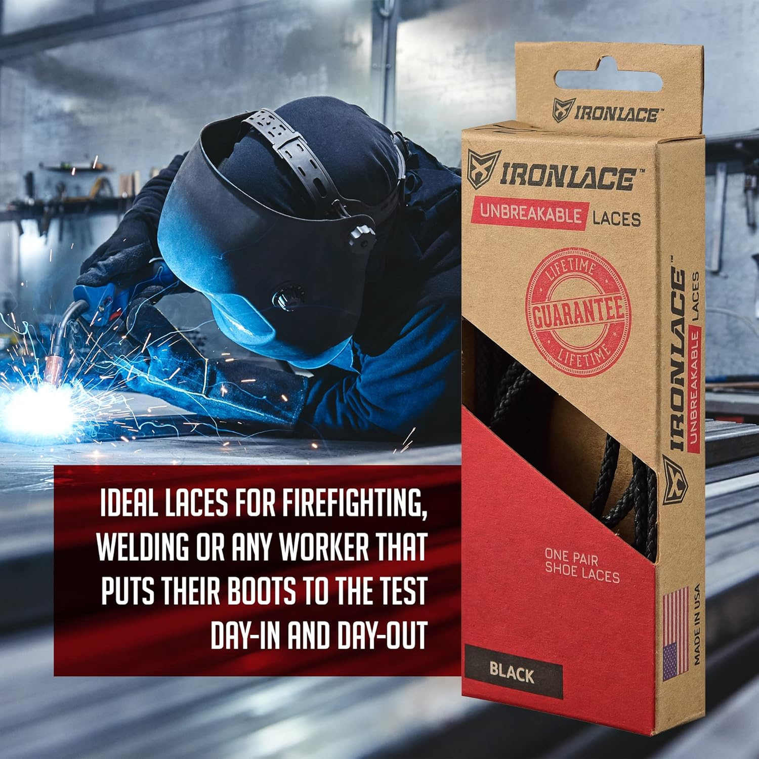 IRONLACE Unbreakable round Bootlaces - Indestructible, Waterproof & Fire Resistant Laces, 1500-Pound Breaking Strength/Pair image number 5