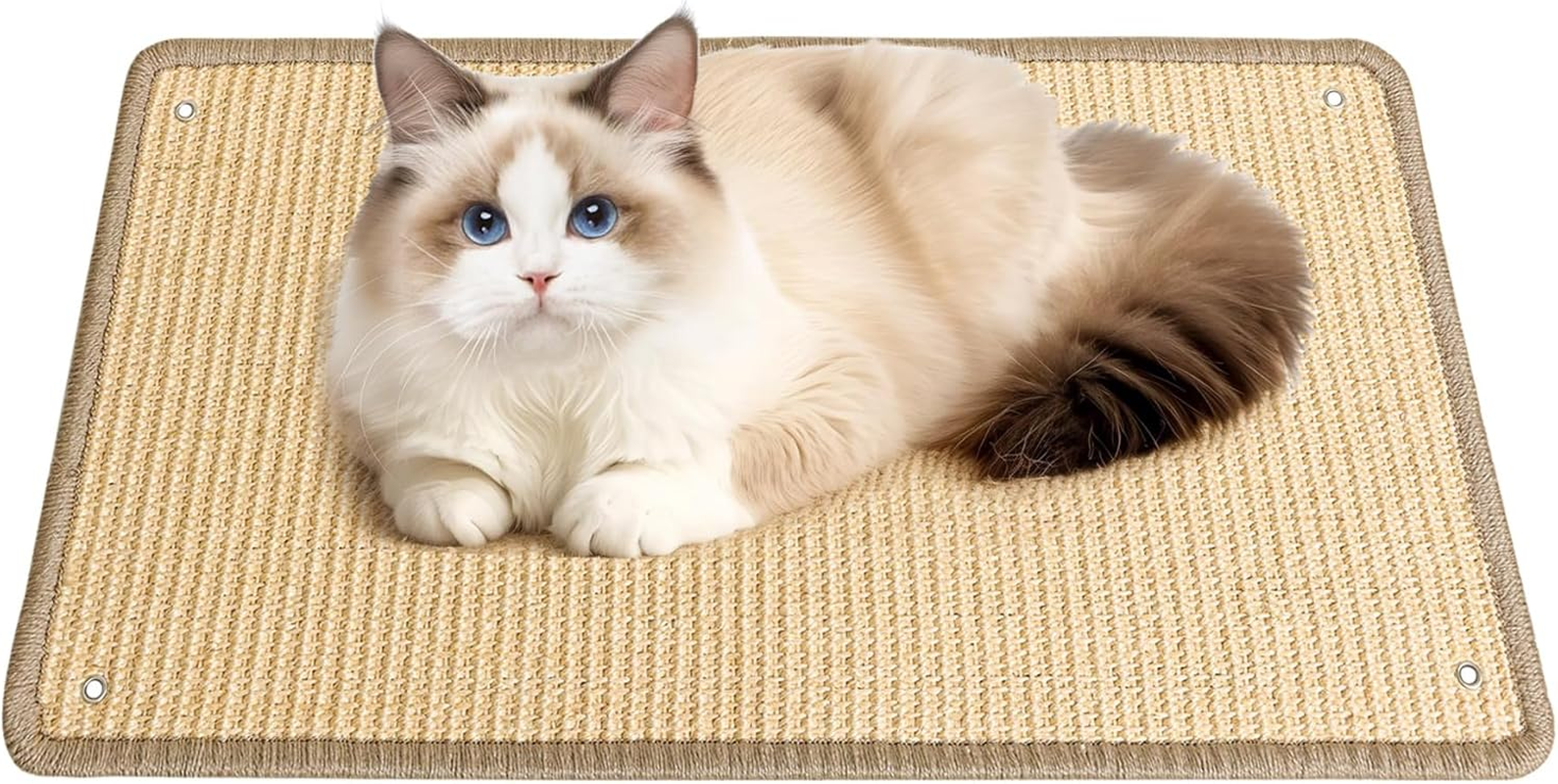 Cat Scratcher Mat - Sisal Cat Scratching Post for Indoor Cats Kitten, Wall Floor Mount Double-Sided Cat Scratch Pad with Adhesive Screw, 60CM X 30CM Reinstallable Furniture Protector image number 6