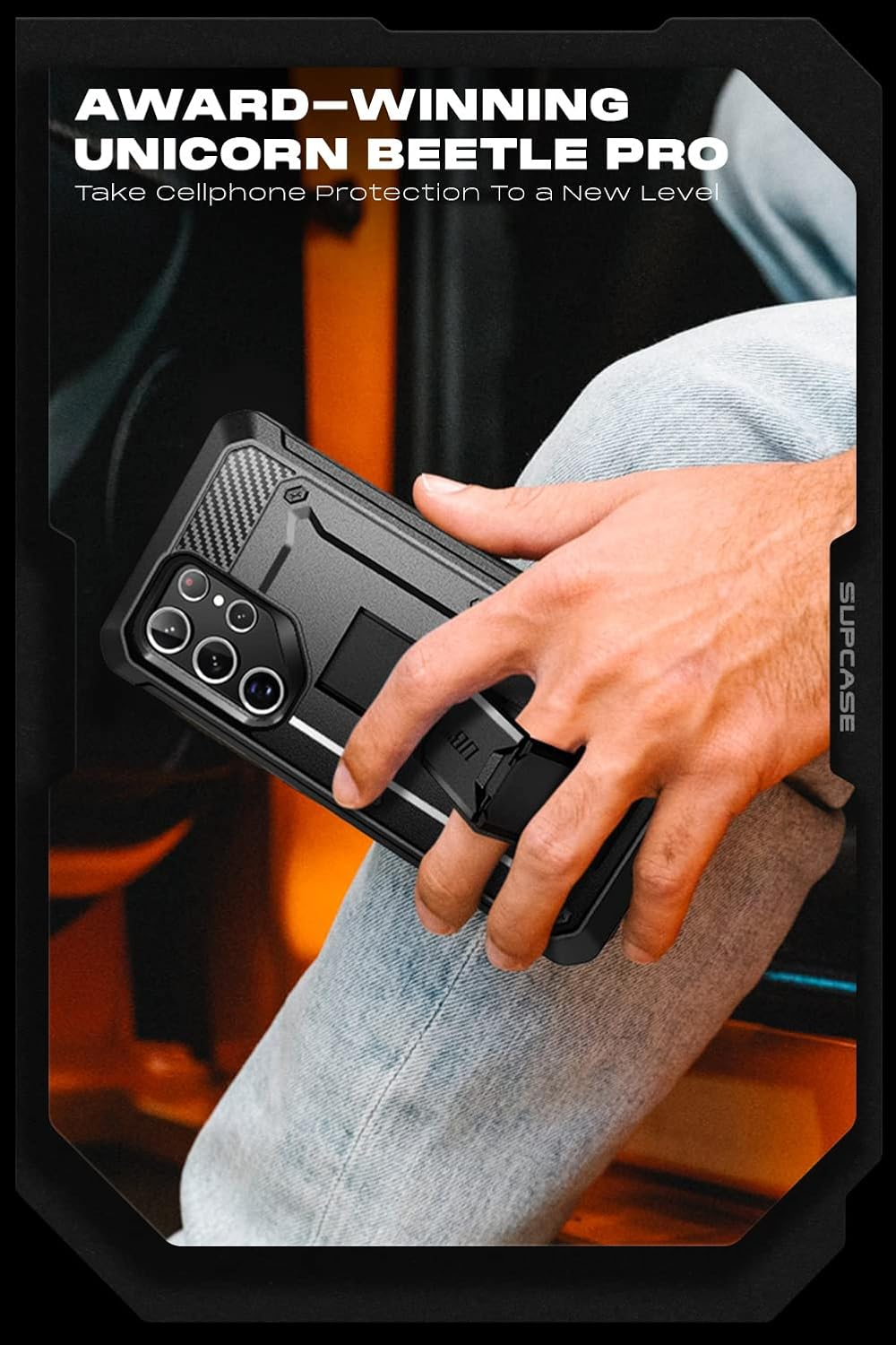 SUPCASE Unicorn Beetle Pro Series Case Designed for Samsung Galaxy S22 Ultra 5G (2022 Release), Full-Body Dual Layer Rugged Holster & Kickstand Case without Built-In Screen Protector (Black) - Black image number 6