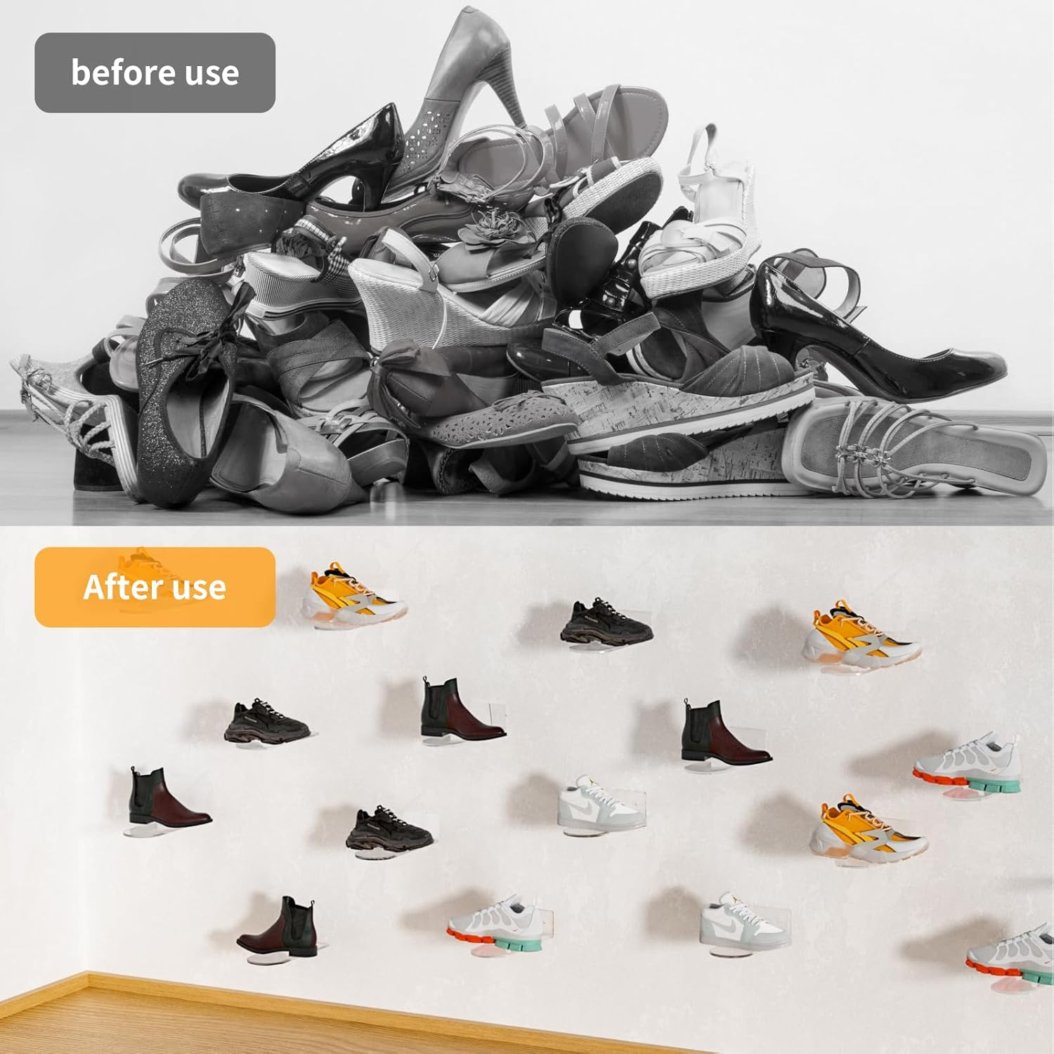 Floating Shoe Shelves for Wall-6 Pack Sneaker Shelves-Levitating Shoe Display Stand Acrylic Sneaker Wall Hanger,Shoe Organizer Holder Wall Mount for Sneaker Collection Shoe Box