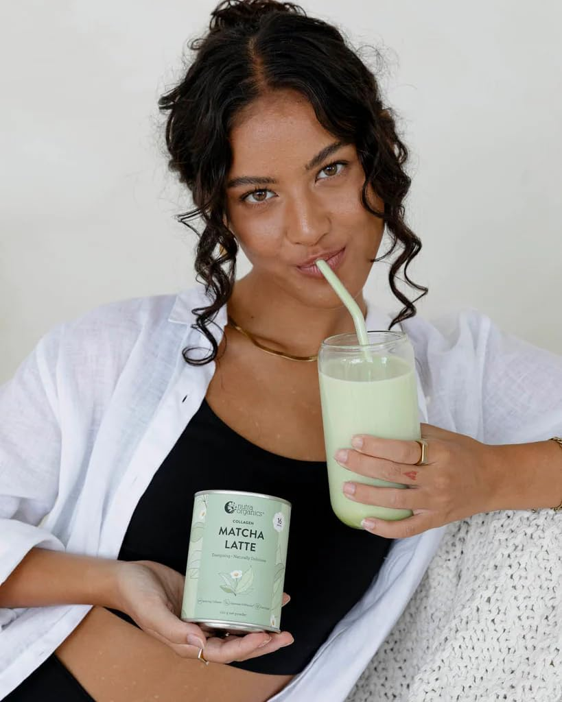 Nutra Organics Collagen Matcha Latte 100G | Antioxidant with Collagen Peptides | for Glowing Skin, Sharpen & Vitalise Mind (16 Serves) image number 1