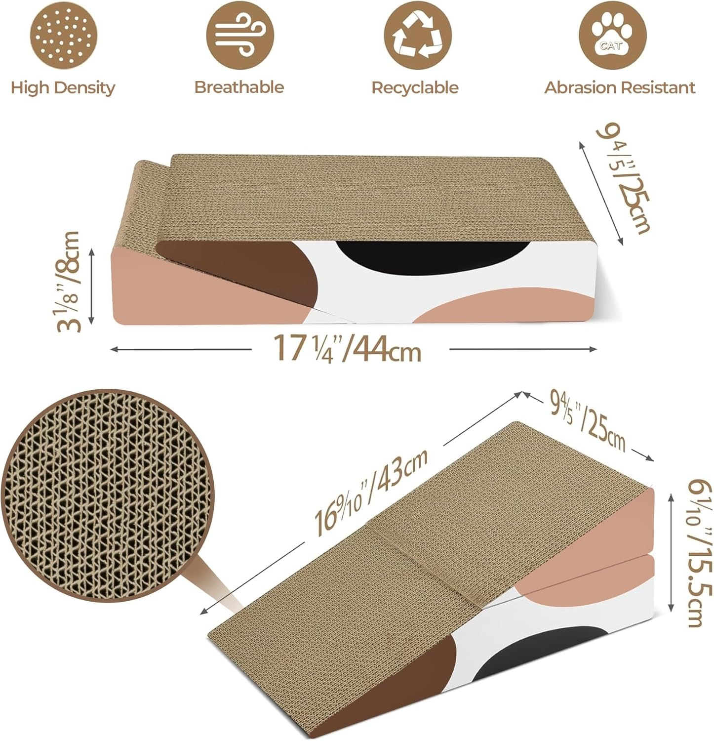 Comsaf Cat Scratcher Triangle, Foldable Cat Scratching Cardboard,Slope Corrugated Scratch Pad, Scratching Lounge Bed for Cat Kitten Kitty, Multiple Scratching Angles, Protecting Furniture, Reversible image number 1