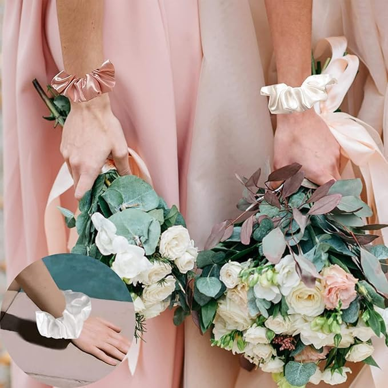 SHUNYUNG Satin Bridesmaid Scrunchies, 5Pcs (88 Count), Silk and Satin, All Hair Types image number 2