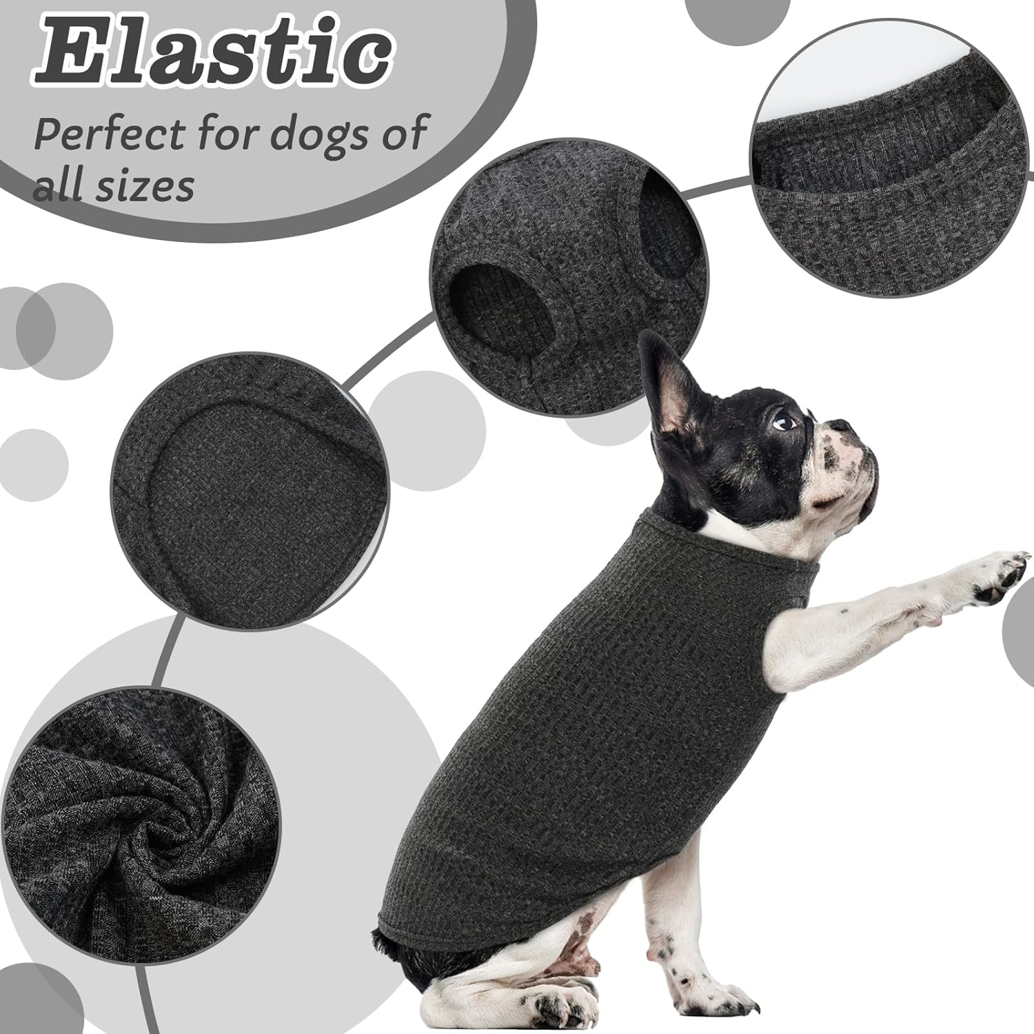 Hjumarayan Dog Jumpers Large Size - Knitted Dog Jumpers Lightweight Dog Jumper Large Dog Sweater, Striped Dog T Shirt Stretchy Dog Jumper Lightweight Vest for Medium Large Dogs (Black XXL) image number 5