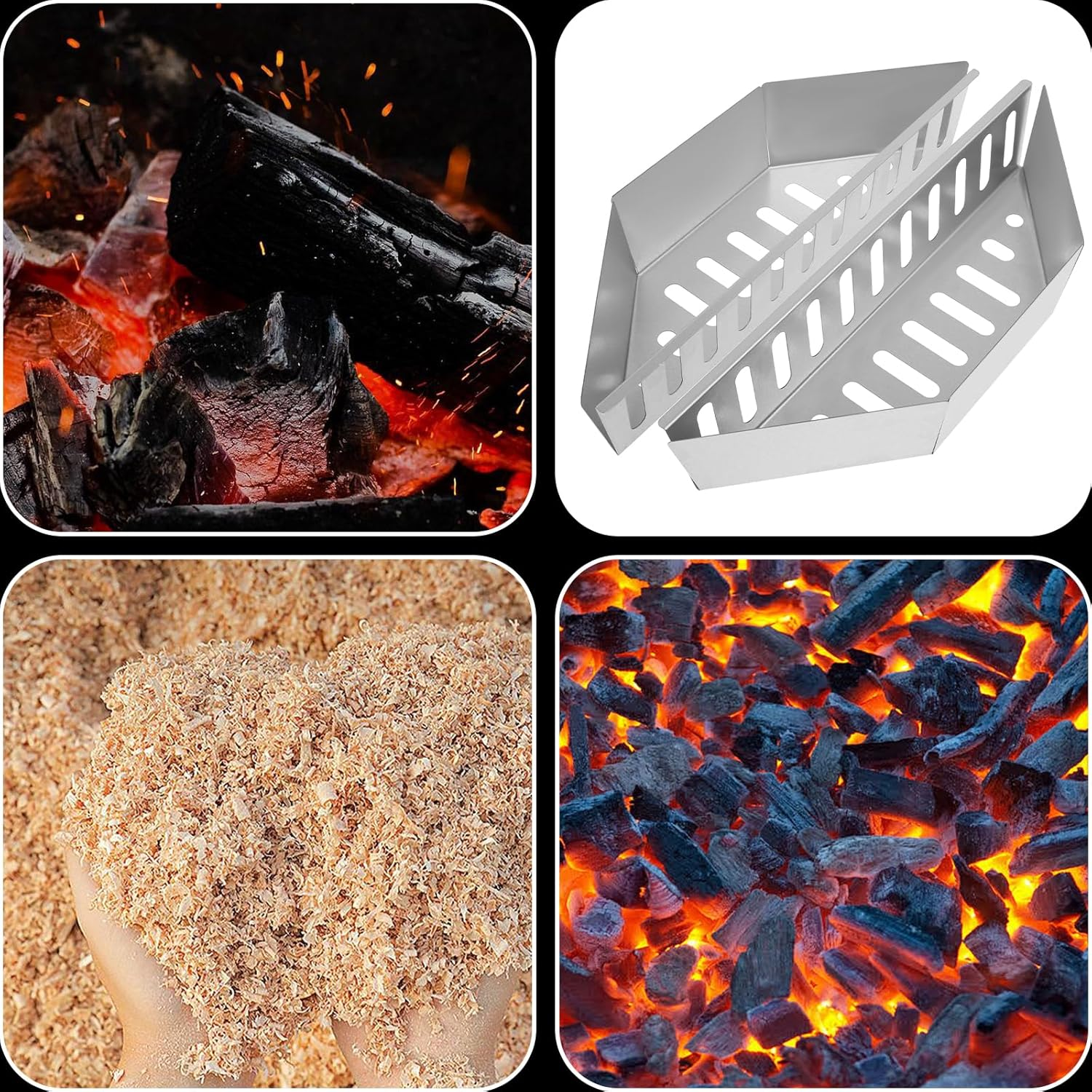 2 Pcs Charcoal Baskets Steel Charcoal Basket Holder Barbecue Grilling Charcoal Holder 38.5 X 11 X 7.5Cm Charcoal Grill Basket Heat Resistance Charcoal Holders for Grill image number 2