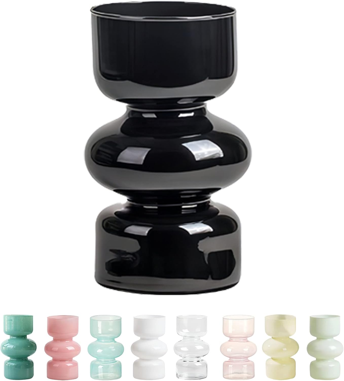 Black Borosilicate Glass Vases, 7 Inch Height, Contemporary Style, Solid Black, Cylindrical Shape, Living Room Decor image number 5