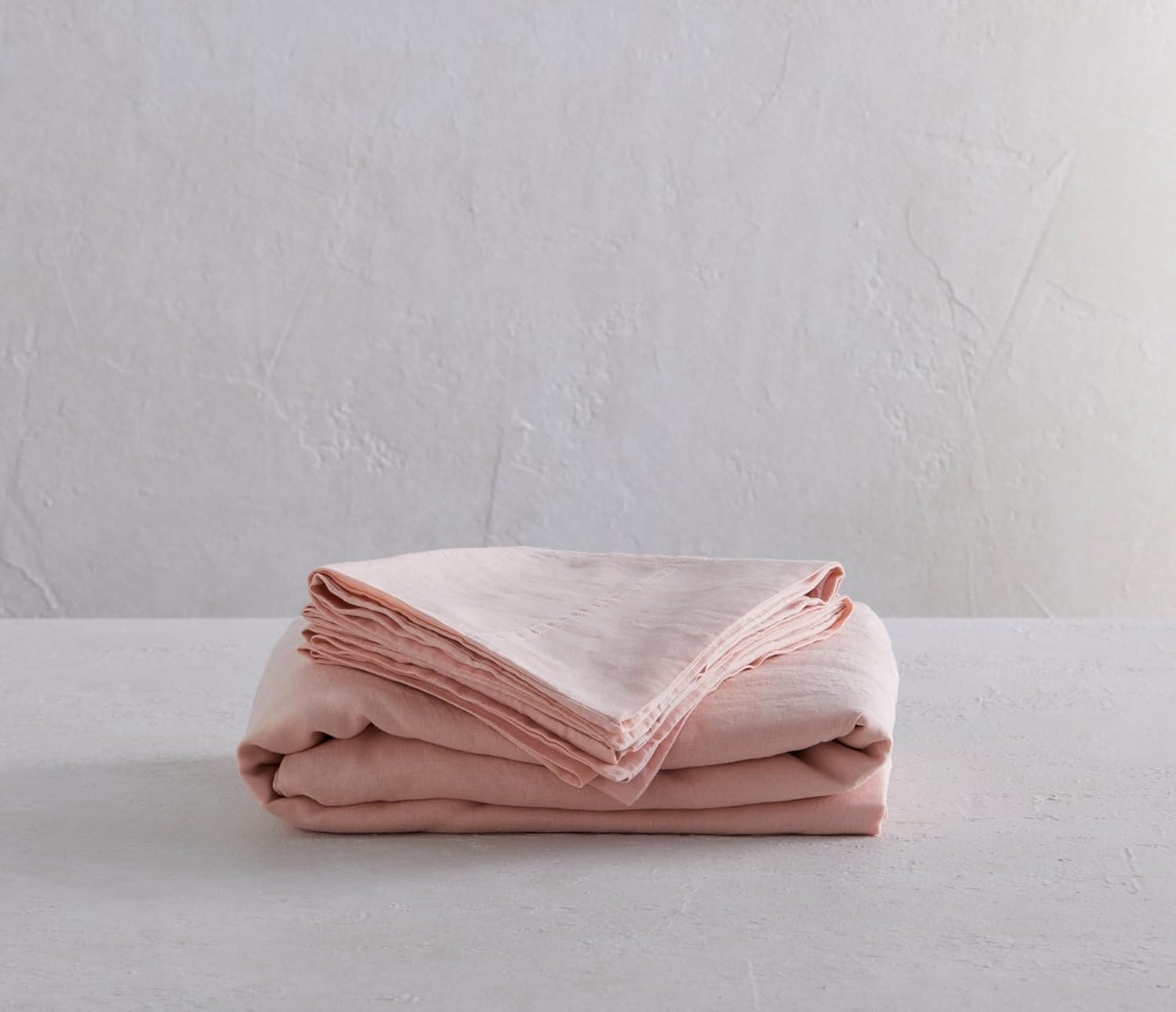 100% French Flax Linen Quilt Cover Set | Breathable, Durable, and Stonewashed for Ultimate Softness - Single in Soft Pink image number 3