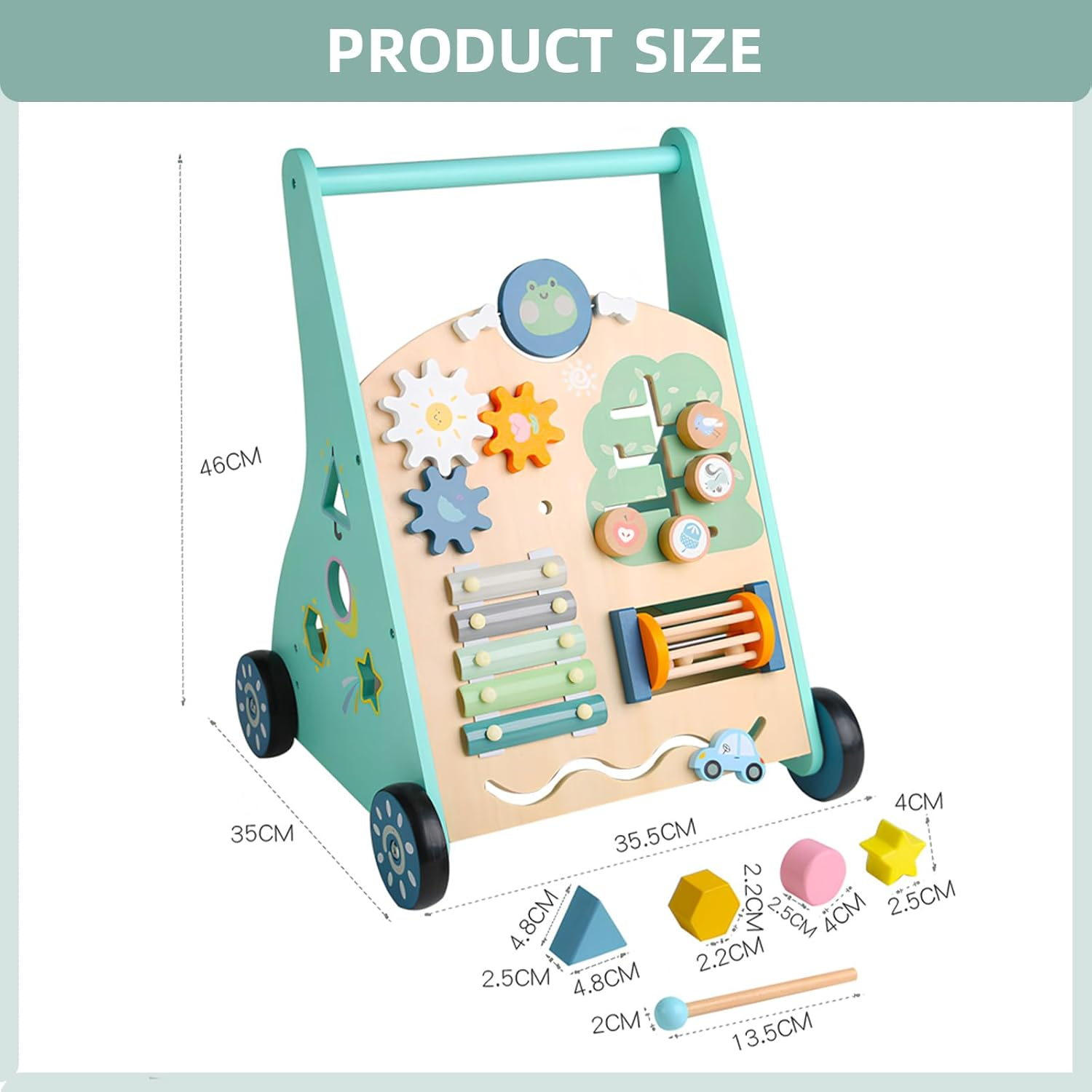 Wooden Baby Walker, Baby Push Walker, Montessori Walker Toy, Push and Pull Learning Activity Center, Walking Toys for 6-12 Months+ Baby Learning to Walk image number 2