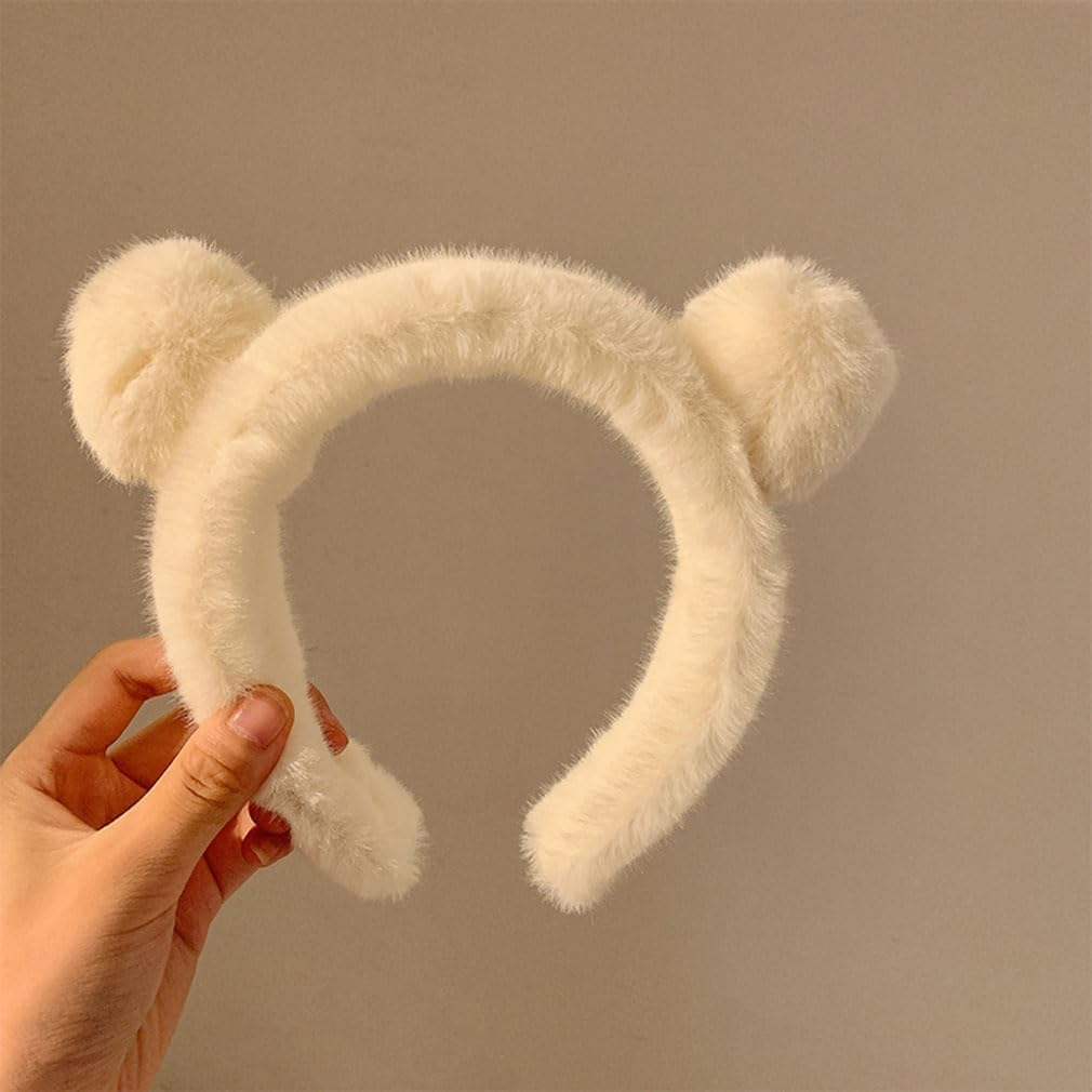 Bear Ears Headband, 2-Pack Plush Teddy Bear Ears Fuzzy Bear Ear Headband for Adults, Cute Animal Ears Headband Fluffy Bear Headbands Makeup Spa Face Wash Headband image number 1