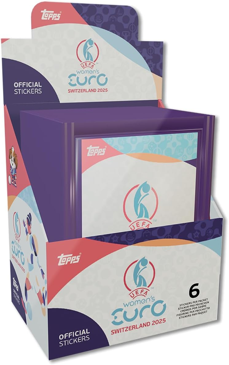 Topps Official Women'S Euros 2025 Sticker Collection - Full Box - 50 Women'S Euros Sticker Packs per Box (300 Stickers) image number 1
