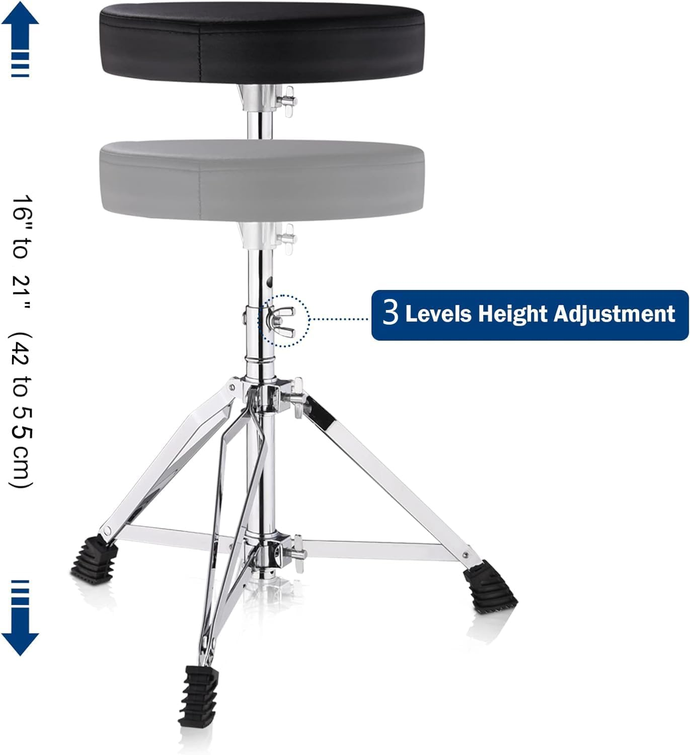 Drum Throne Drum Stool, Adjustable Height Padded Seat with Drum Sticks Anti-Slip Feet Drum Chair for Adults Kids Drummers