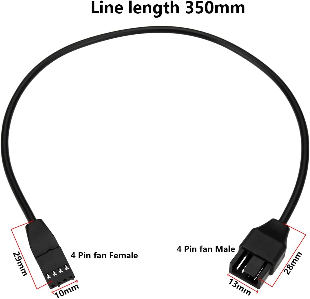 Emagtech 4PCS Fan Extension Cable 4-Pin Female to 4-Pin Male 24AWG PWM Chassis Fan Cable 12V Power Supply Adapter for PWM Case Fans CPU Fans 35Cm image number 1