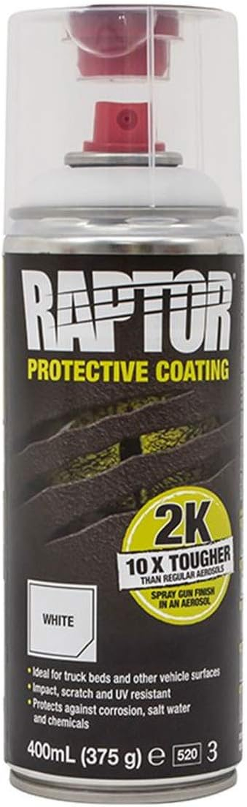 Raptor White Polyurethene Coating Aerosol Can 400Ml
