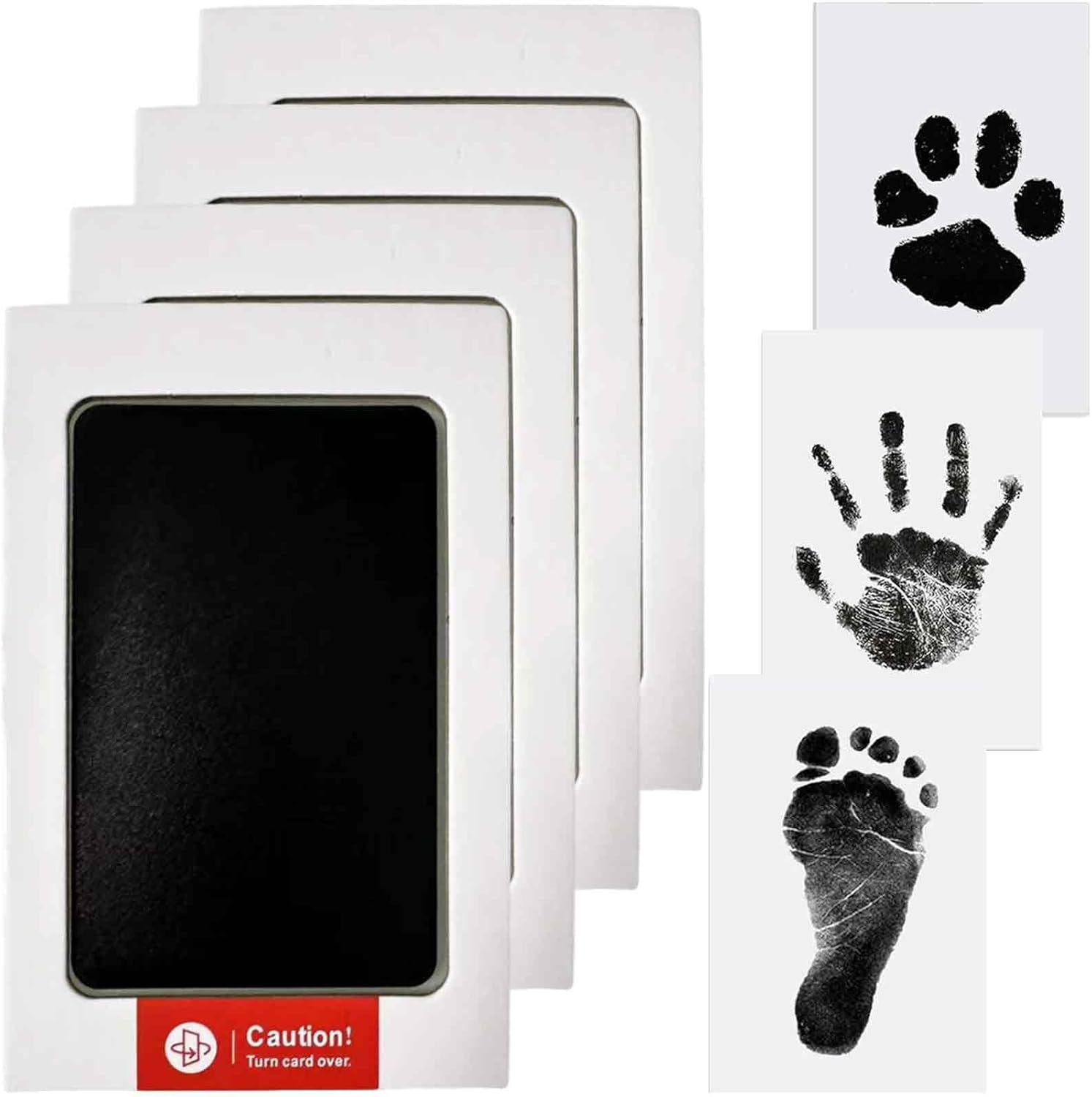 Baby Hand and Footprint Kit, 4Pcs Baby Footprint Kit & Handprint Kit Pet Paw Print Kit with 4 Ink Pads and 8 Imprint Cards Safe for Hands and Feet Family Keepsake Baby Shower Gifts (Black) image number 2