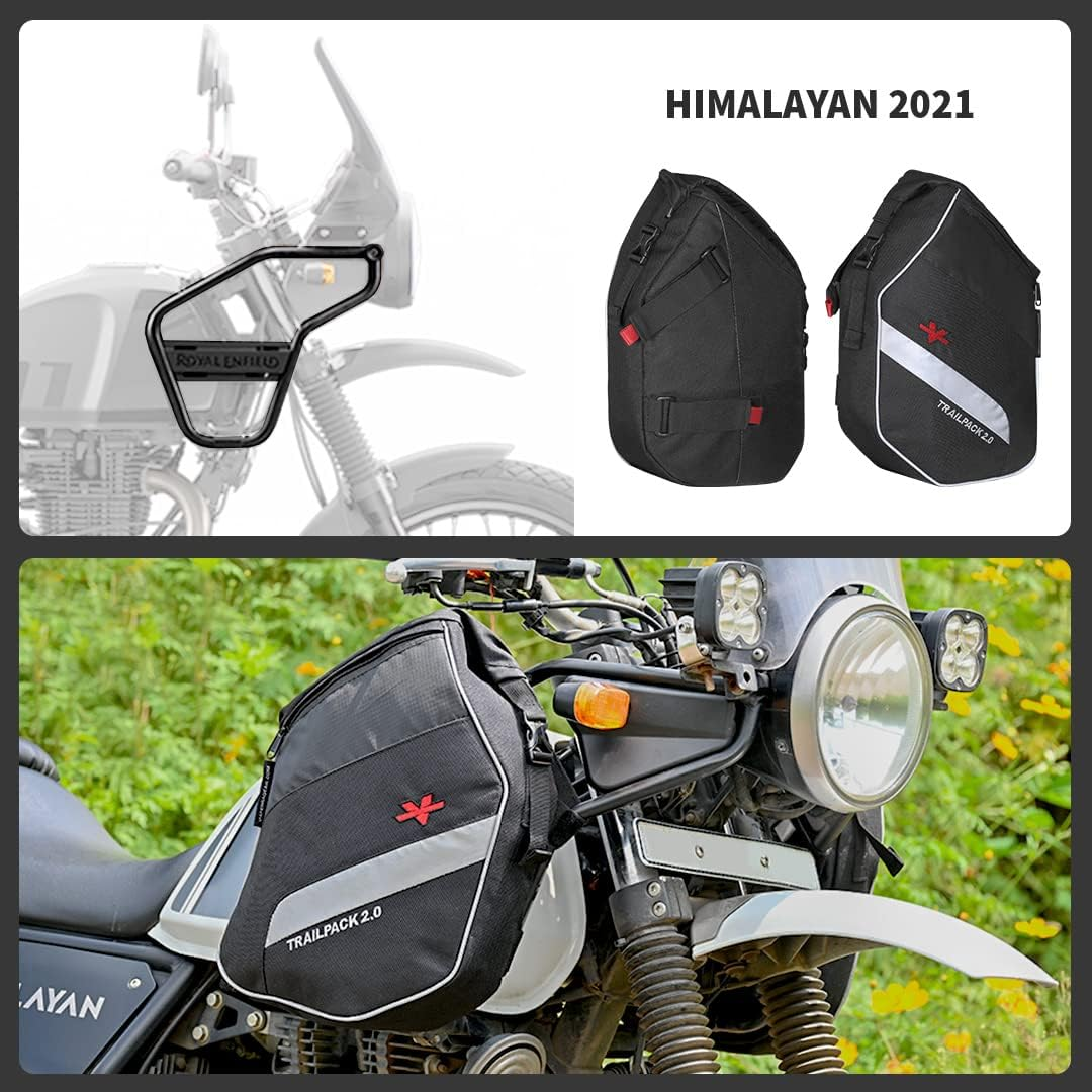 Viaterra Royal Enfield Himalayan 411 Accessories (Model 2021-) |100% Waterproof Front Frame Motorcycle Bags (Set of 2) I Suitable for Tours & Trail Rides image number 3