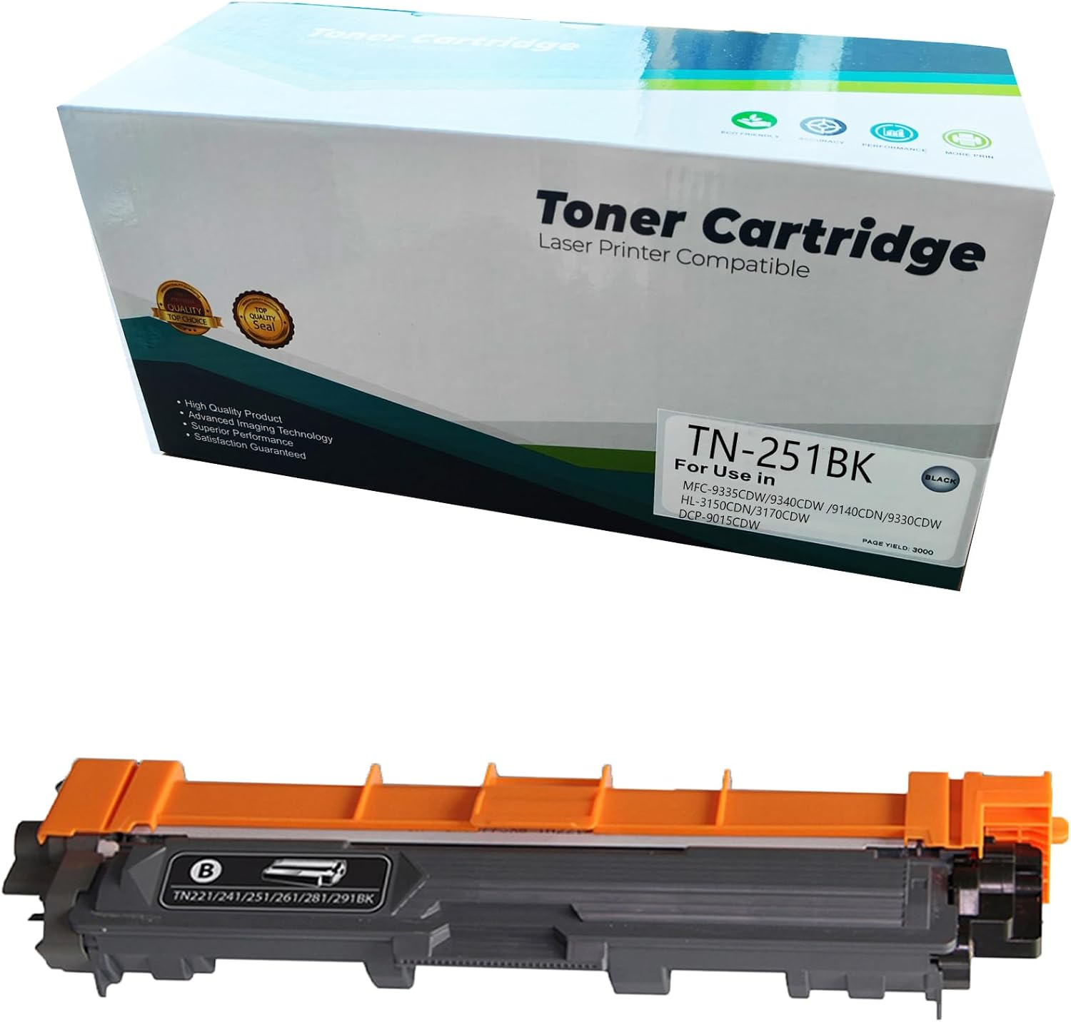 JOJOBE TN-251BK Compatible Toner Cartridge with Brother MFC-9335CDW 9340CDW 9140CDN 9330CDW HL-3150CDN 3170CDW DCP-9015CDW , 2500 Pages per Cartridge Black