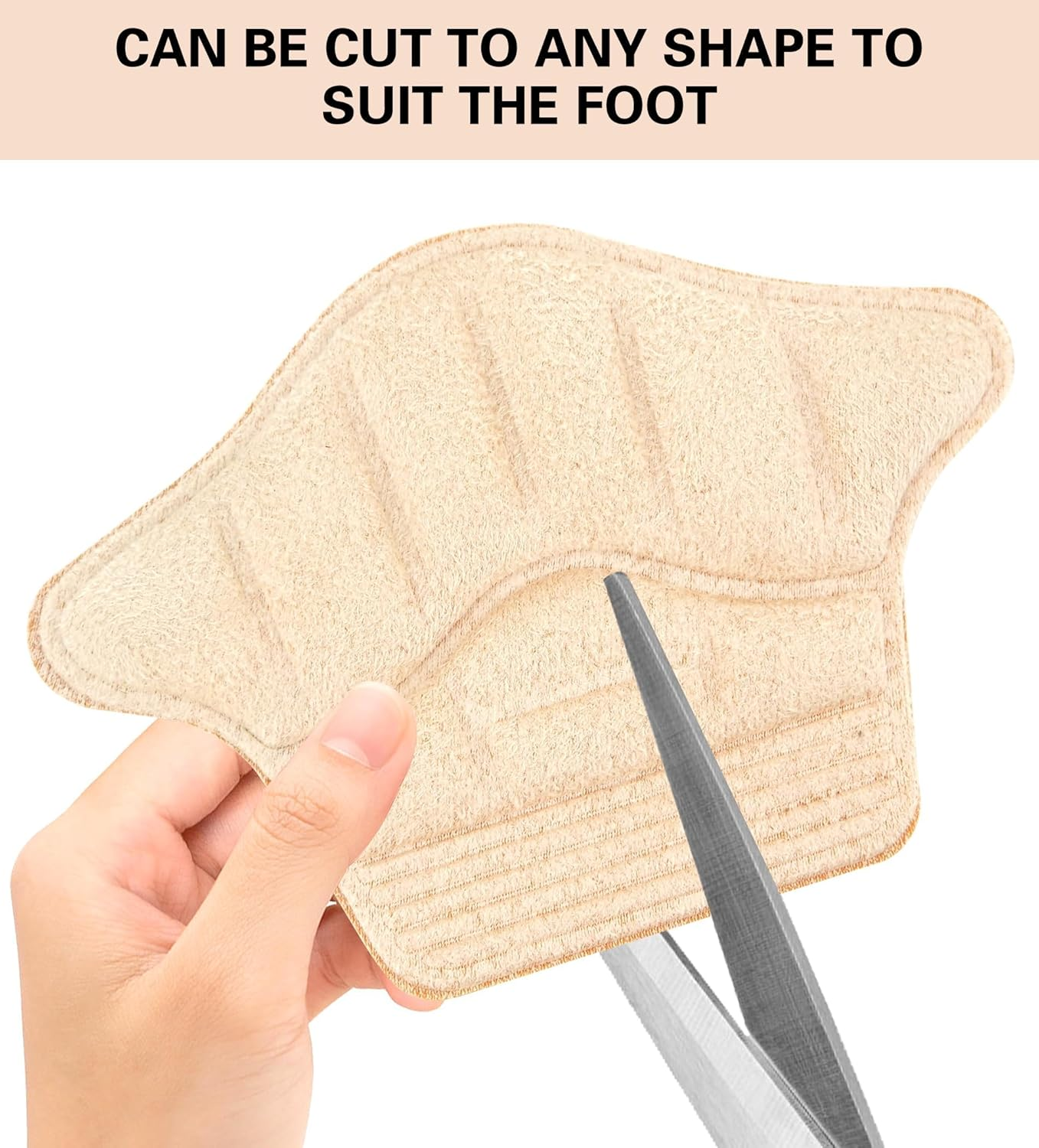 4Pieces Heel Cushion Inserts, Anti-Slip Lether Heel Grips Liners Shoe Pads Reusable Adhesive Comfort Thick Back Insoles for Boots - Sport Shoes Heel Blister Protectors - Beigeblue image number 7