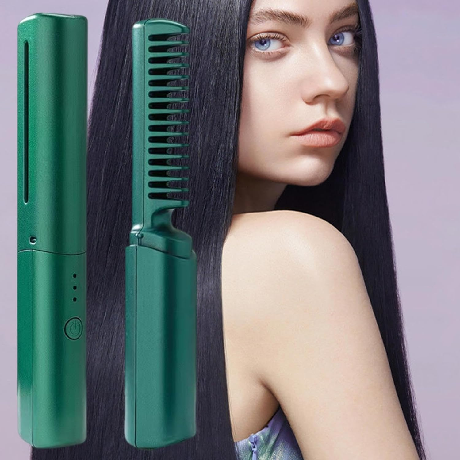 Rechargeable Quick Straightening Brush, Travel Friendly Fast Hair Straightener, Cordless Electric Hairbrush, Lightweight Heated Hairbrush, 3.5Cm/1.37In X 18.5Cm 7.28In for Women