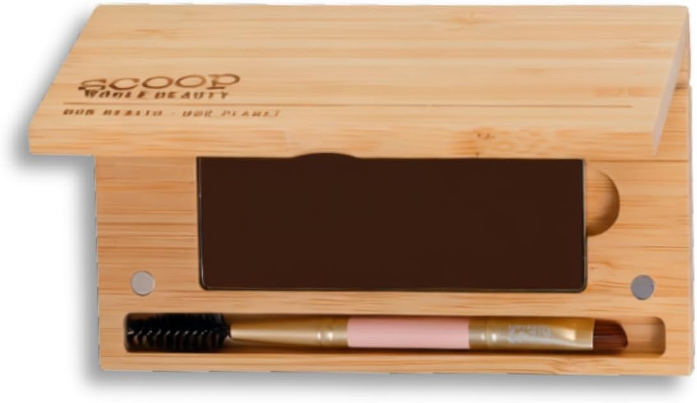 Scoop Whole Beauty Mud Cake Mascara Black, 3 in 1 Volumising Mascara for Lashes Liner Brows, Vegan Cruelty Free, 10G (Midnight Black)