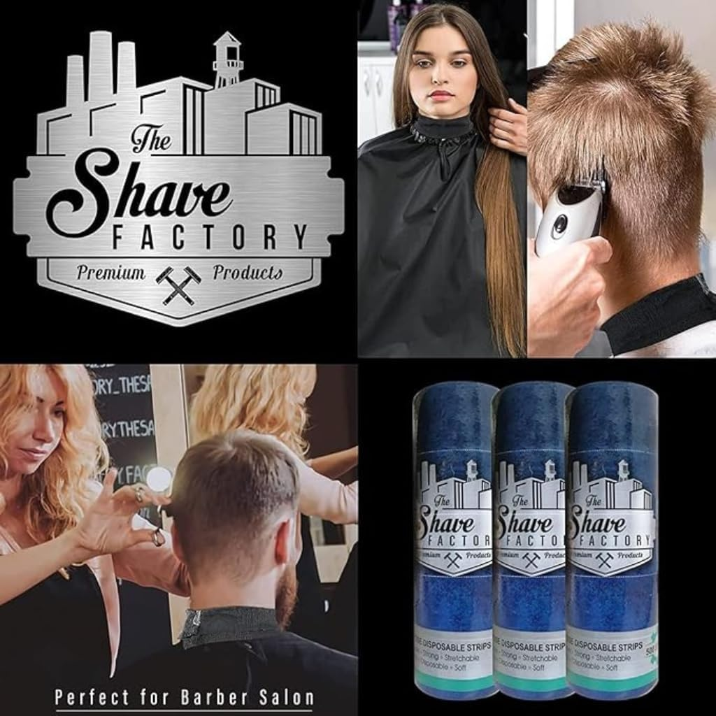 Atlantic Barber Supply Disposable Barber Neck Strips for Haircuts &ndash; Professional Hygienic Neck Paper Bands for Salon Use (1 Roll, Black) image number 2